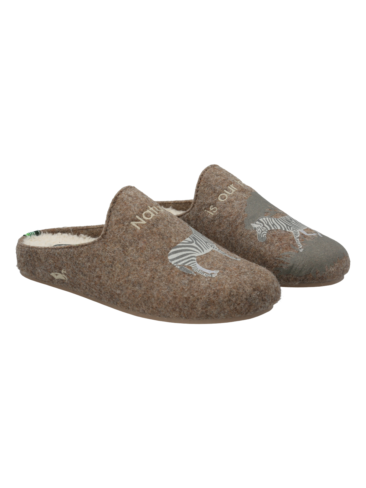 PANTUFLA FIBRA RECICLAD UNISEX SLIP ZEBRA CAFÉ ROCKFORD - 1