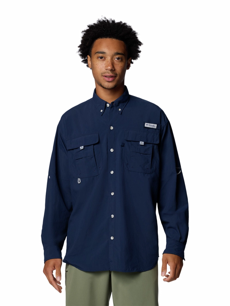 CAMISA MANGA LARGA HOMBRE BAHAMA II SHIRT AZUL COLUMBIA - 1