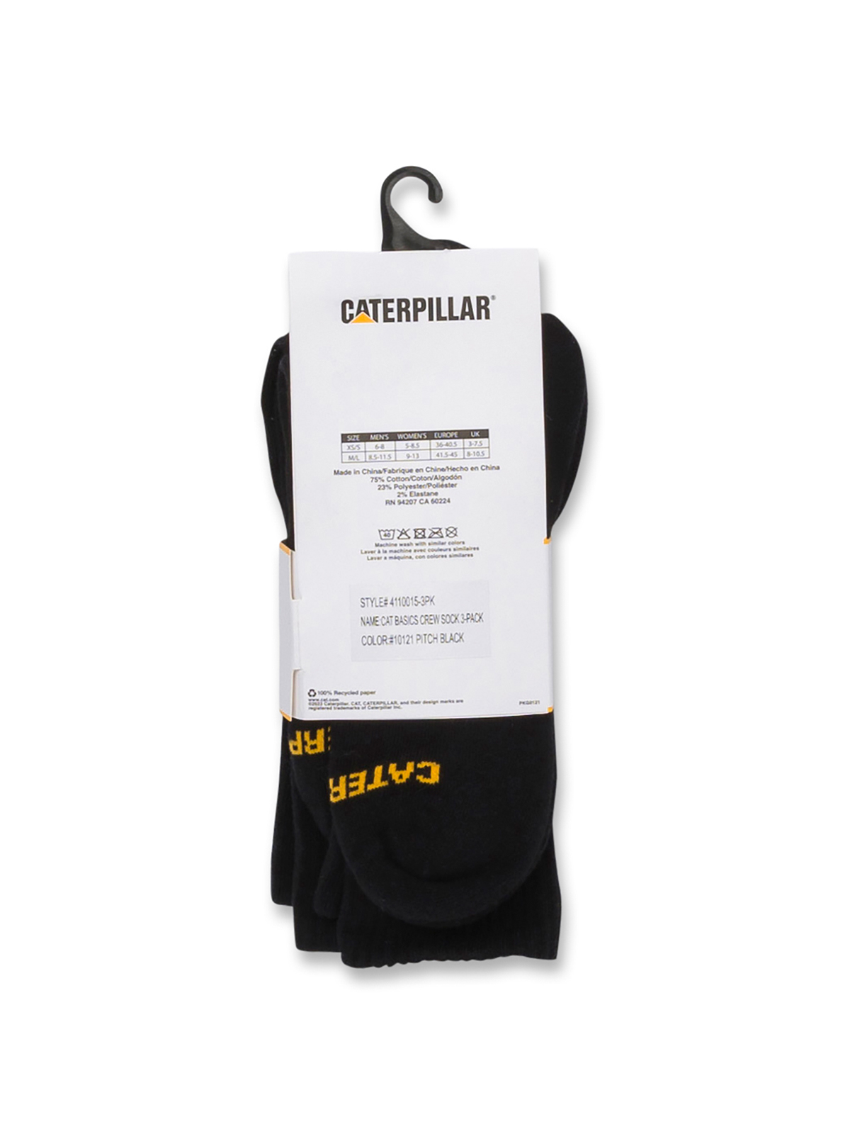 CALCETIN NEGRO CAT BASICS CREW SOCK UNISEX CATERPILLAR - 3