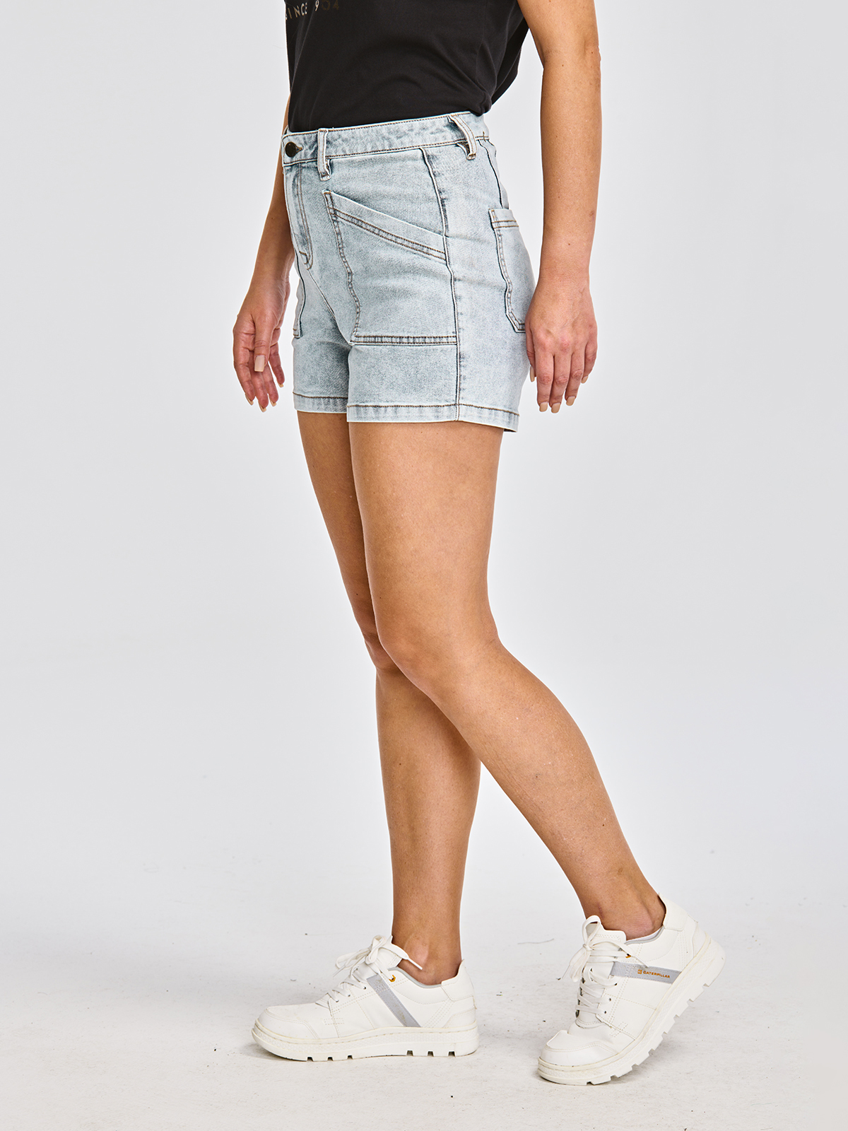 SHORT MUJER TRIBLEND STRETCH DENIM SHORT AZUL CLARO CAT - 4