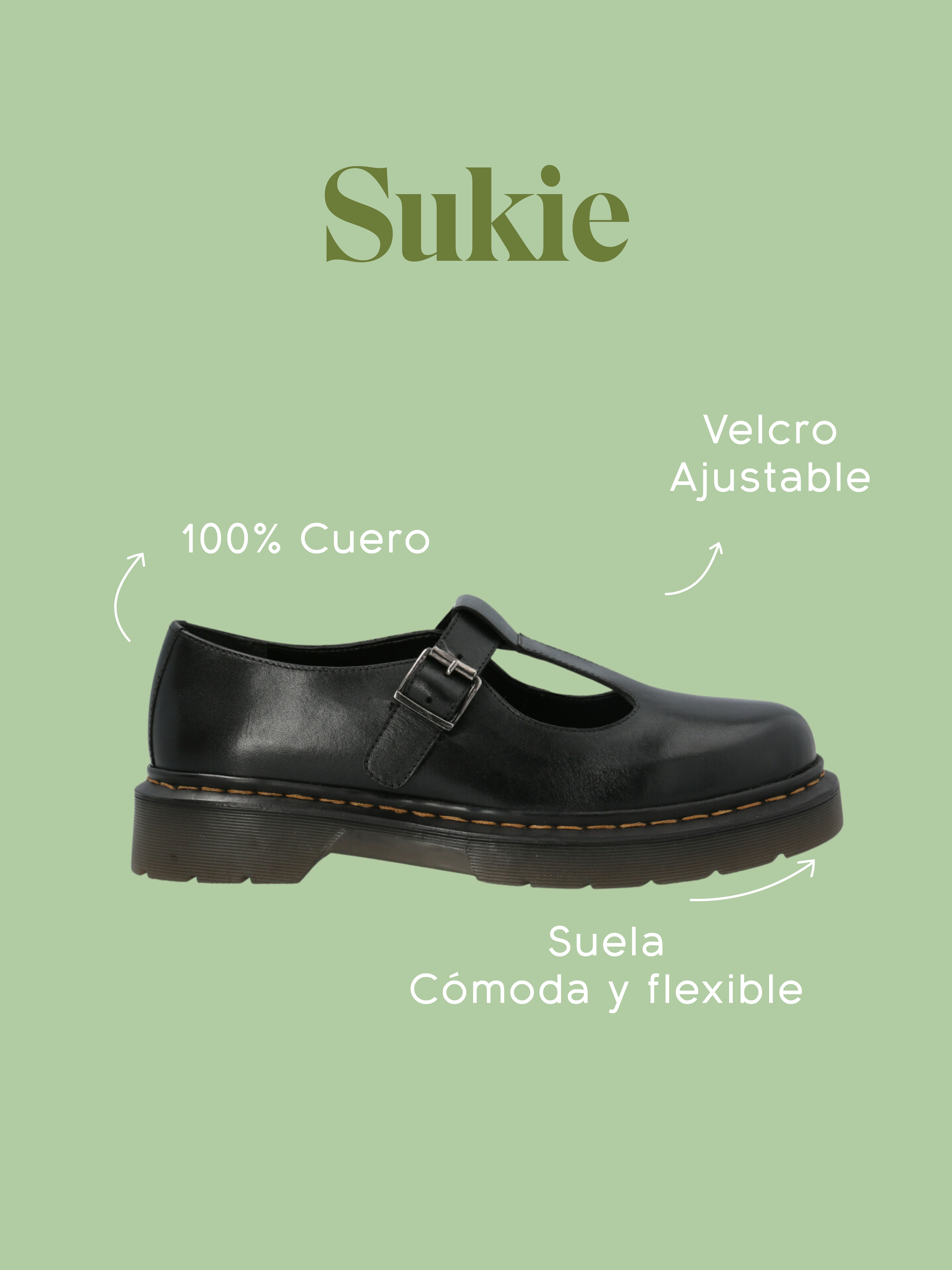 GUILLERMINA ESCOLAR CUERO NEGRA NIÑA SUKIE HUSH PUPPIES - 2
