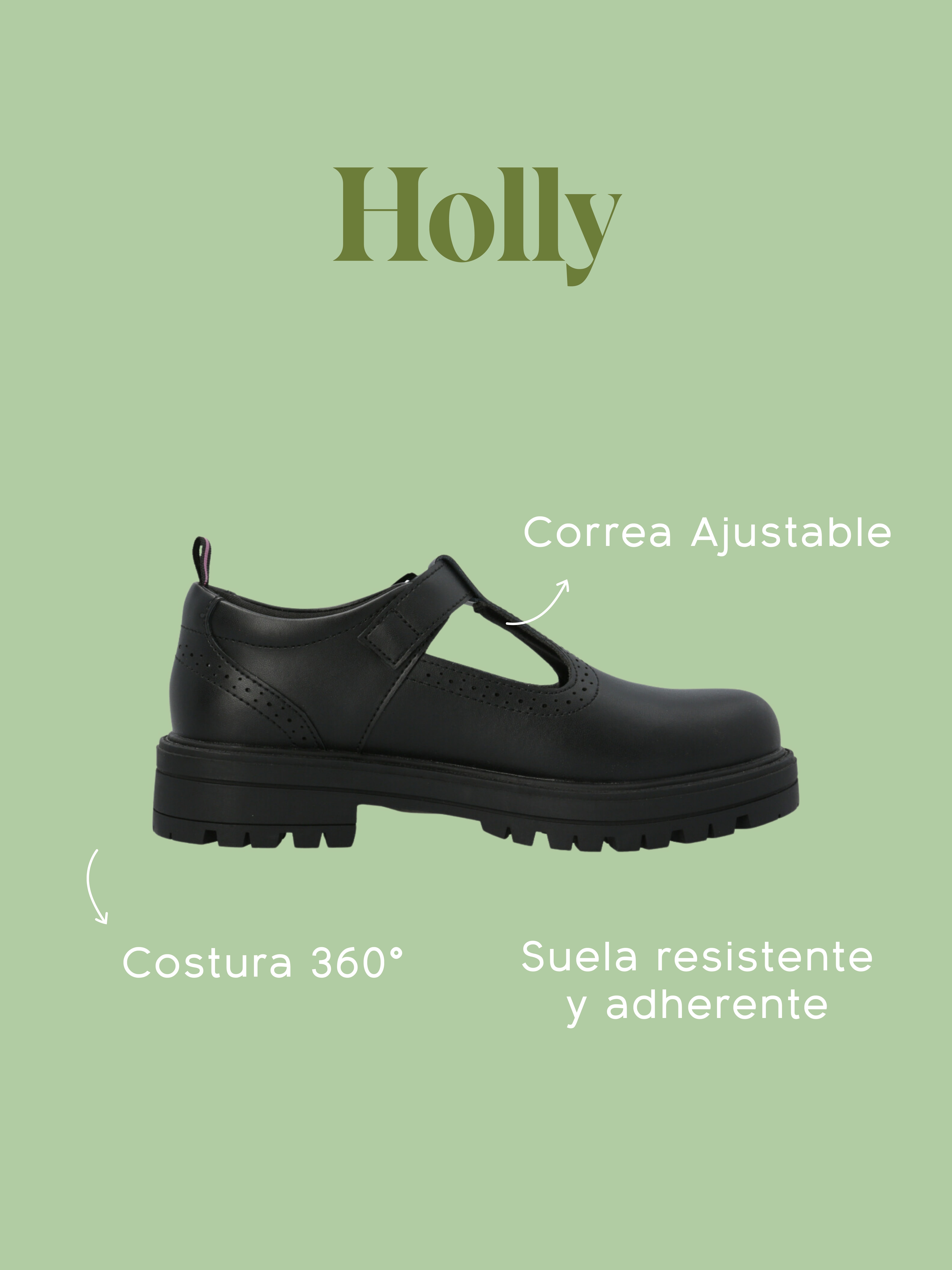 GUILLERMINA ESCOLAR CUERO NEGRA NIÑA HOLLY HUSH PUPPIES - 2