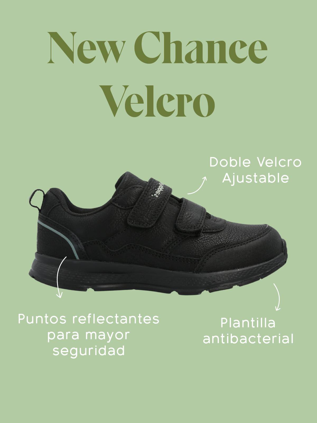 ZAPATILLA ESCOLAR NEGRA NEW CHANCE VELCRO HUSH PUPPIES - 2