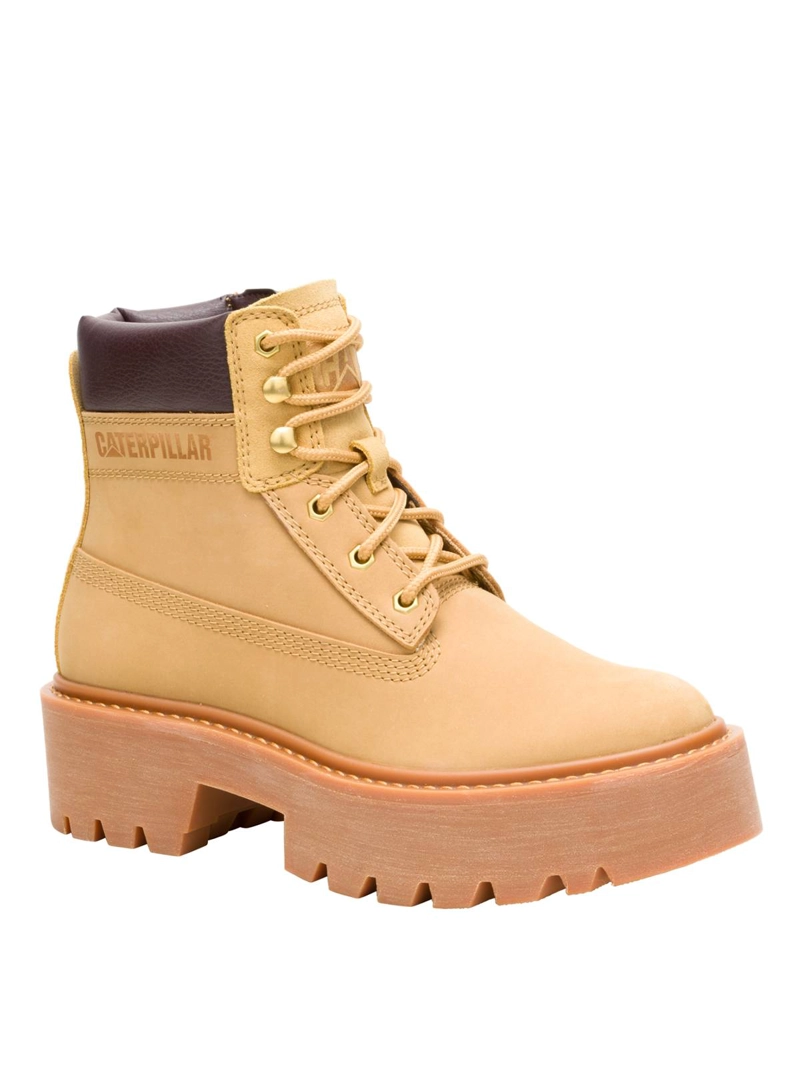 BOTIN CUERO MUJER COLORADO MAX 6 ZIP CAFE  CLARO CAT - 1