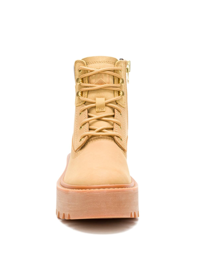 BOTIN CUERO MUJER COLORADO MAX 6 ZIP CAFE  CLARO CAT - 5