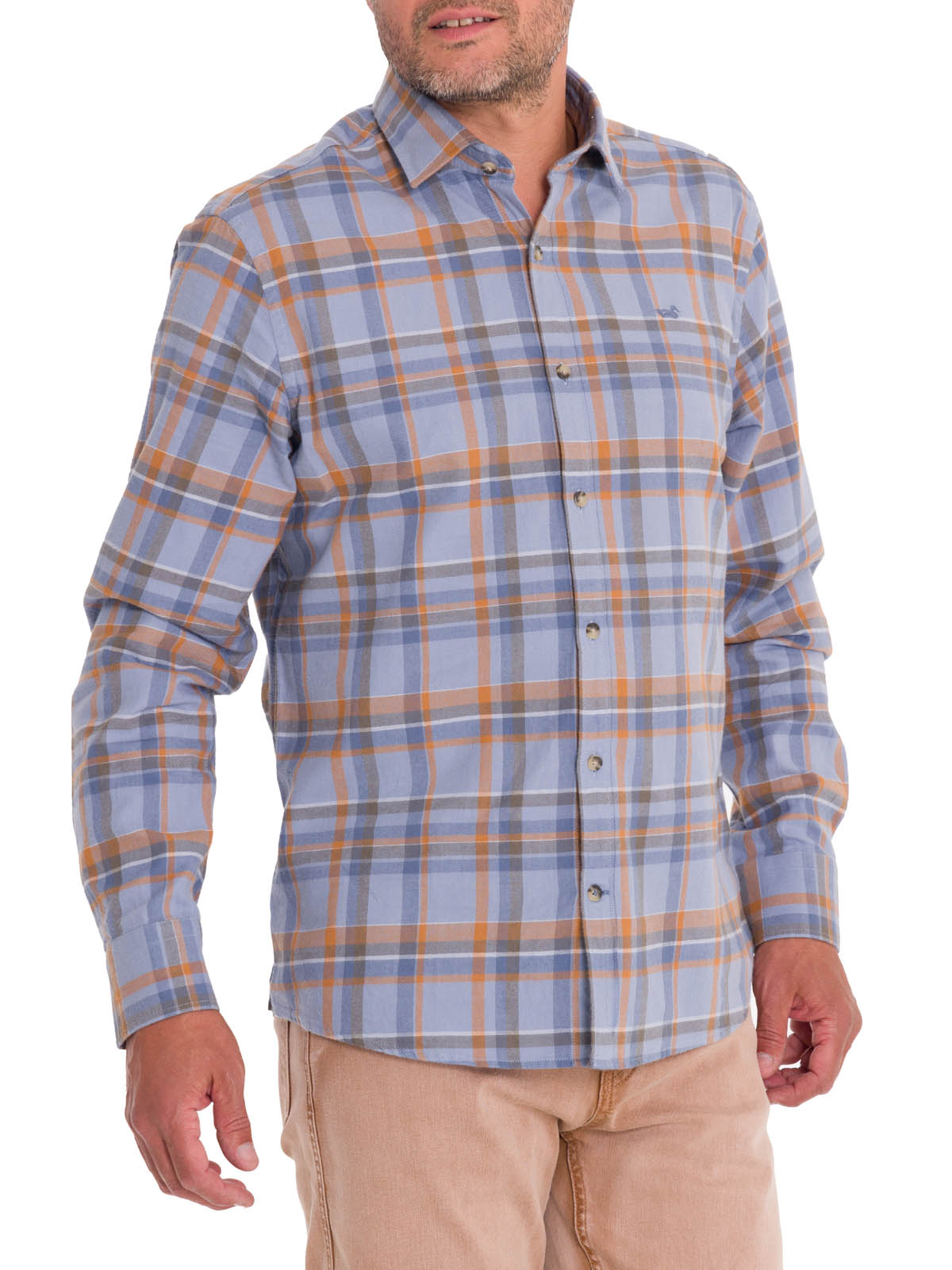 CAMISA ALGODÓN ORGÁNICO HOMBRE ROCKFORD AZUL FLANNEL - 1