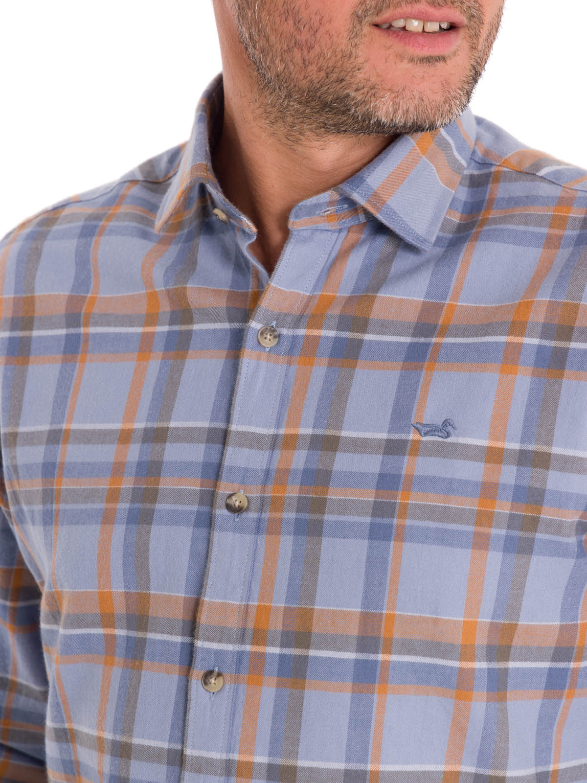 CAMISA ALGODÓN ORGÁNICO HOMBRE ROCKFORD AZUL FLANNEL - 5