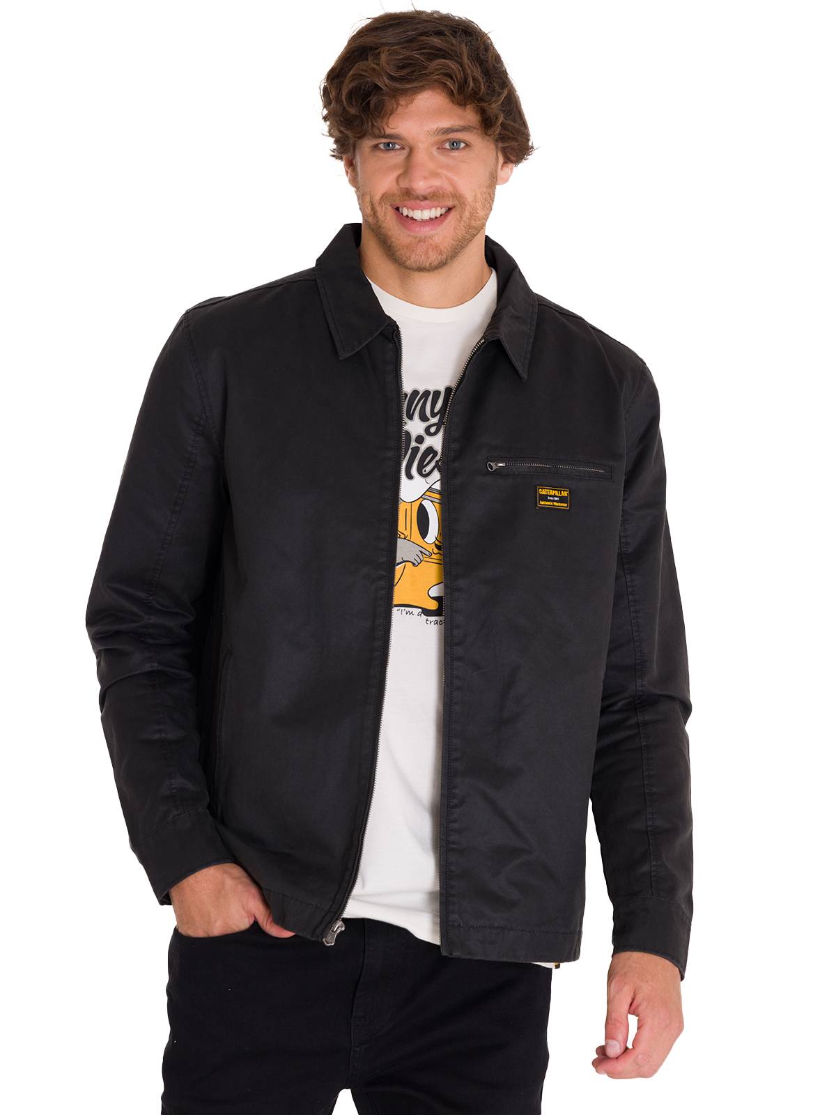CHAQUETA CASUAL WAXED CHORE HOMBRE NEGRA CAT - 1