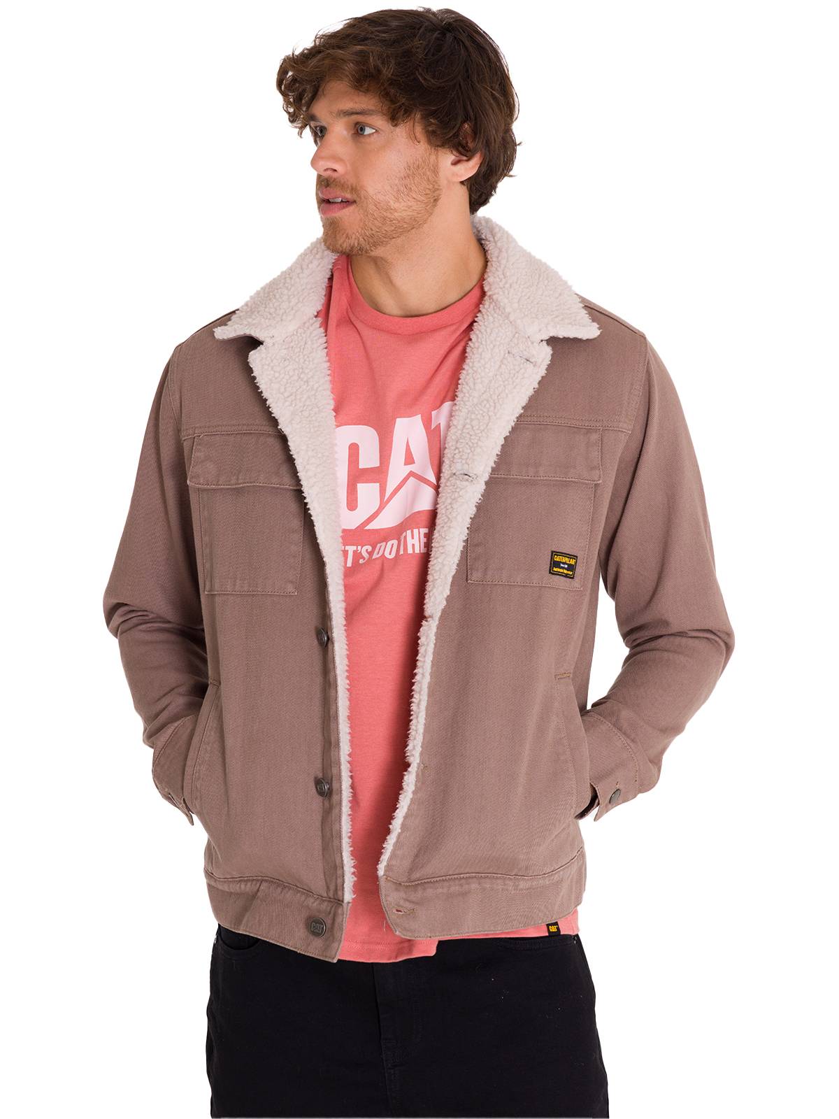 CHAQUETA ALGODÓN ORGÁNICO UNISEX CAT TAUPE SHERPA LINED WORK