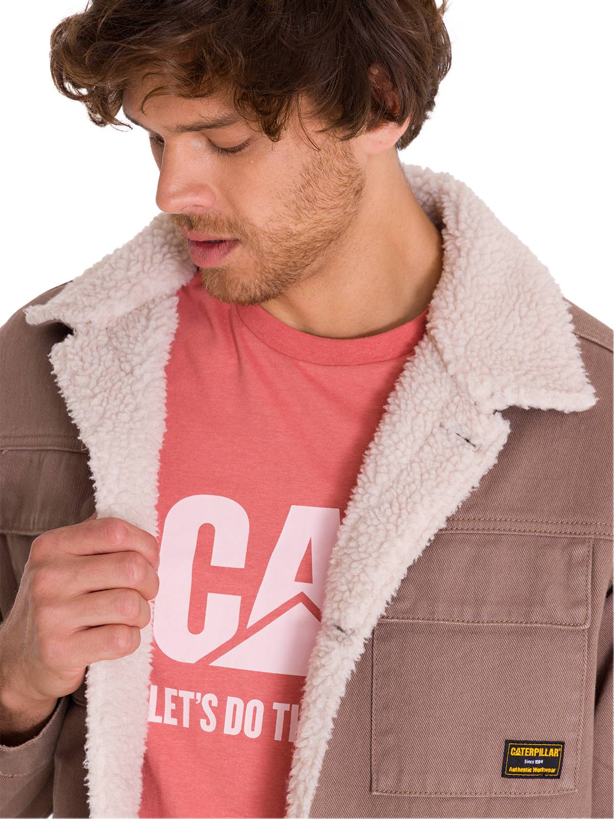 CHAQUETA ALGODÓN ORGÁNICO UNISEX CAT TAUPE SHERPA LINED WORK - 5