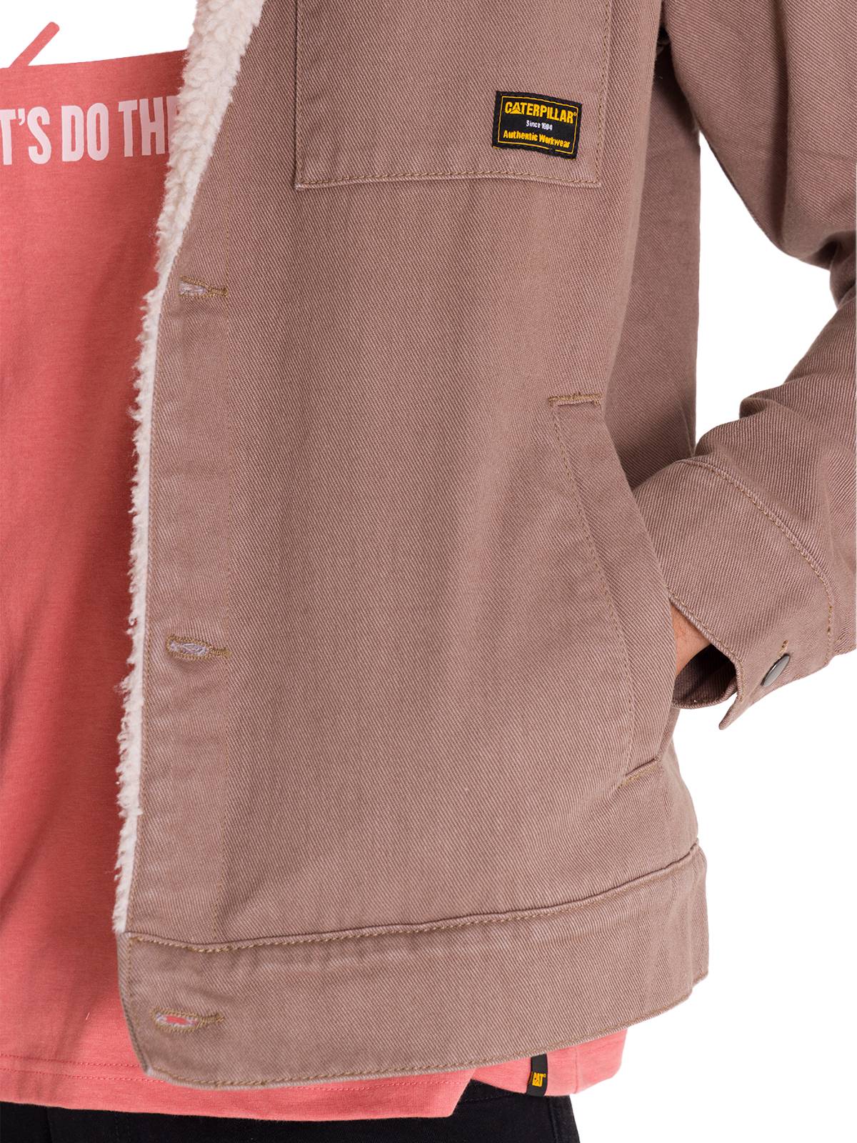 CHAQUETA ALGODÓN ORGÁNICO UNISEX CAT TAUPE SHERPA LINED WORK - 6