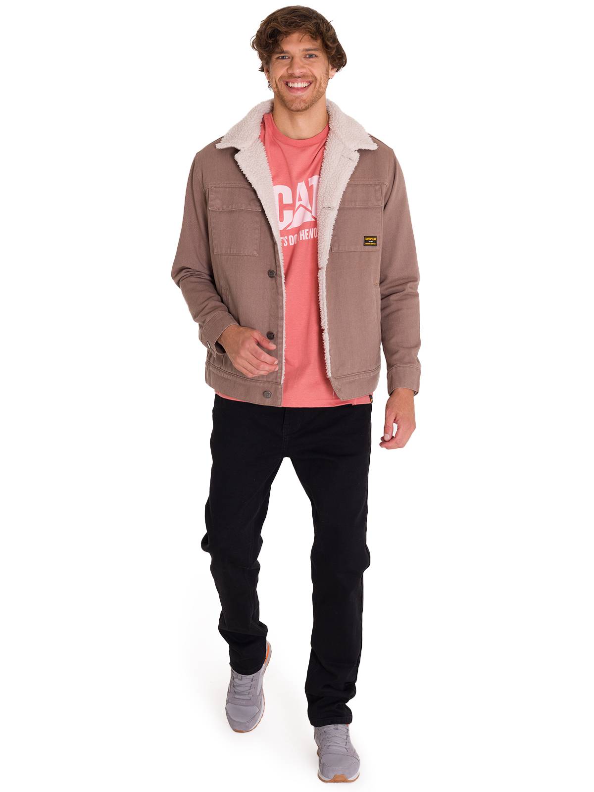 CHAQUETA ALGODÓN ORGÁNICO UNISEX CAT TAUPE SHERPA LINED WORK - 7