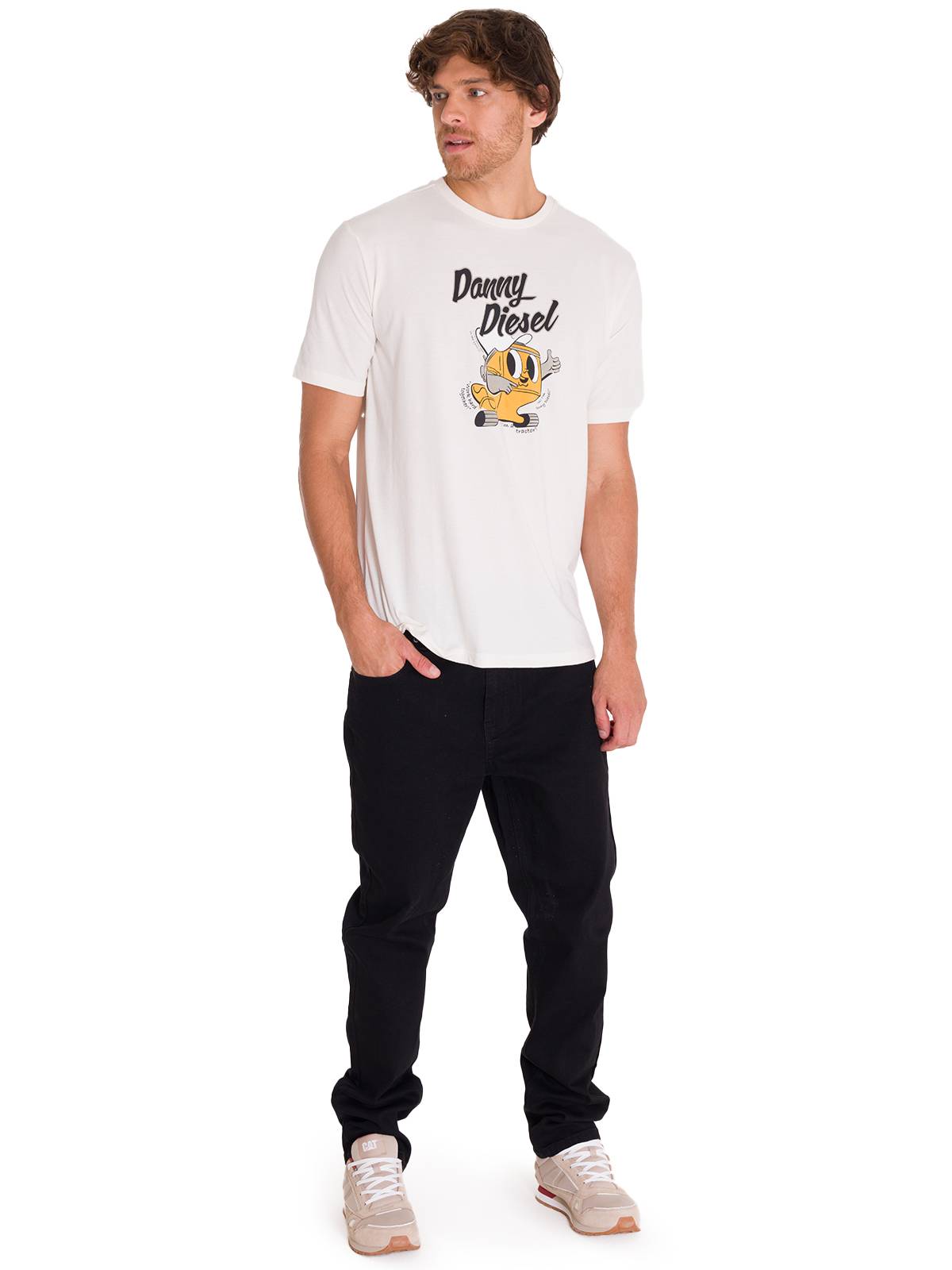 POLERA CASUAL RETRO DANNY DIESEL 4 HOMBRE BLANCA CAT - 6