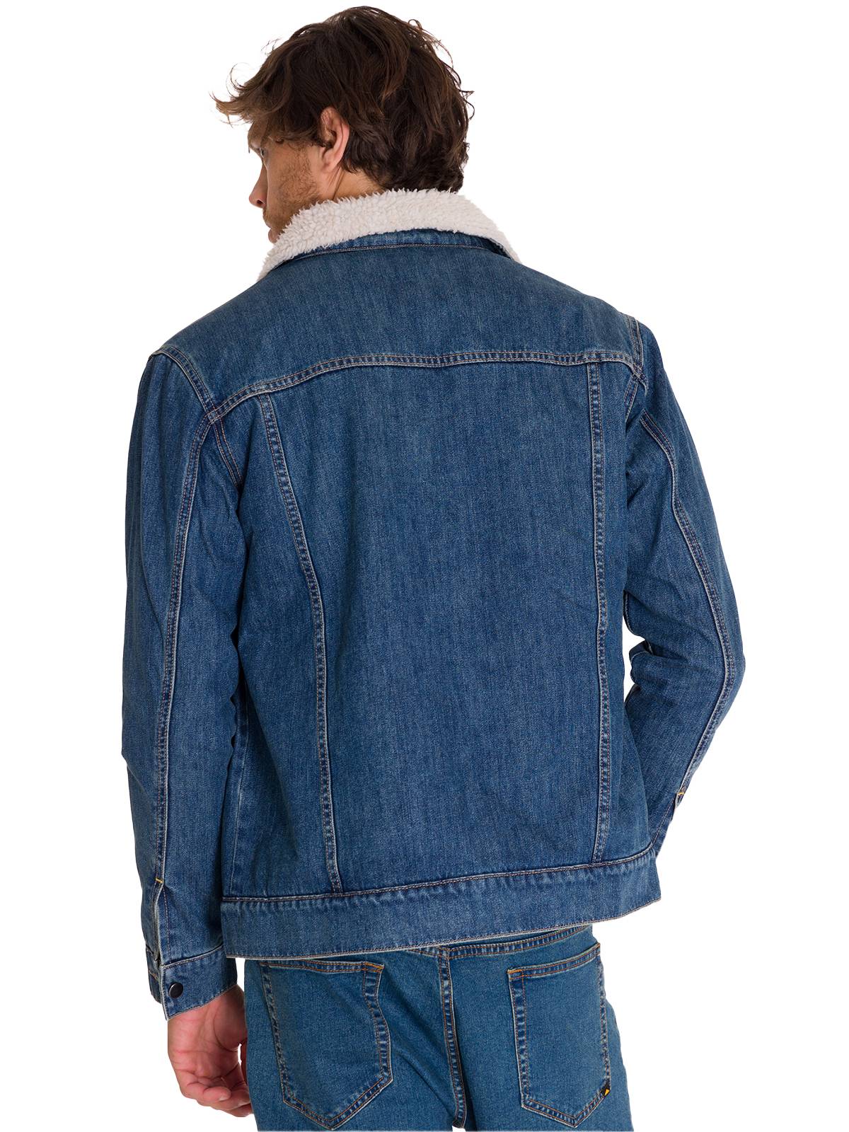 CHAQUETA UNISEX CAT DENIM SHERPA LINED WORK - 4