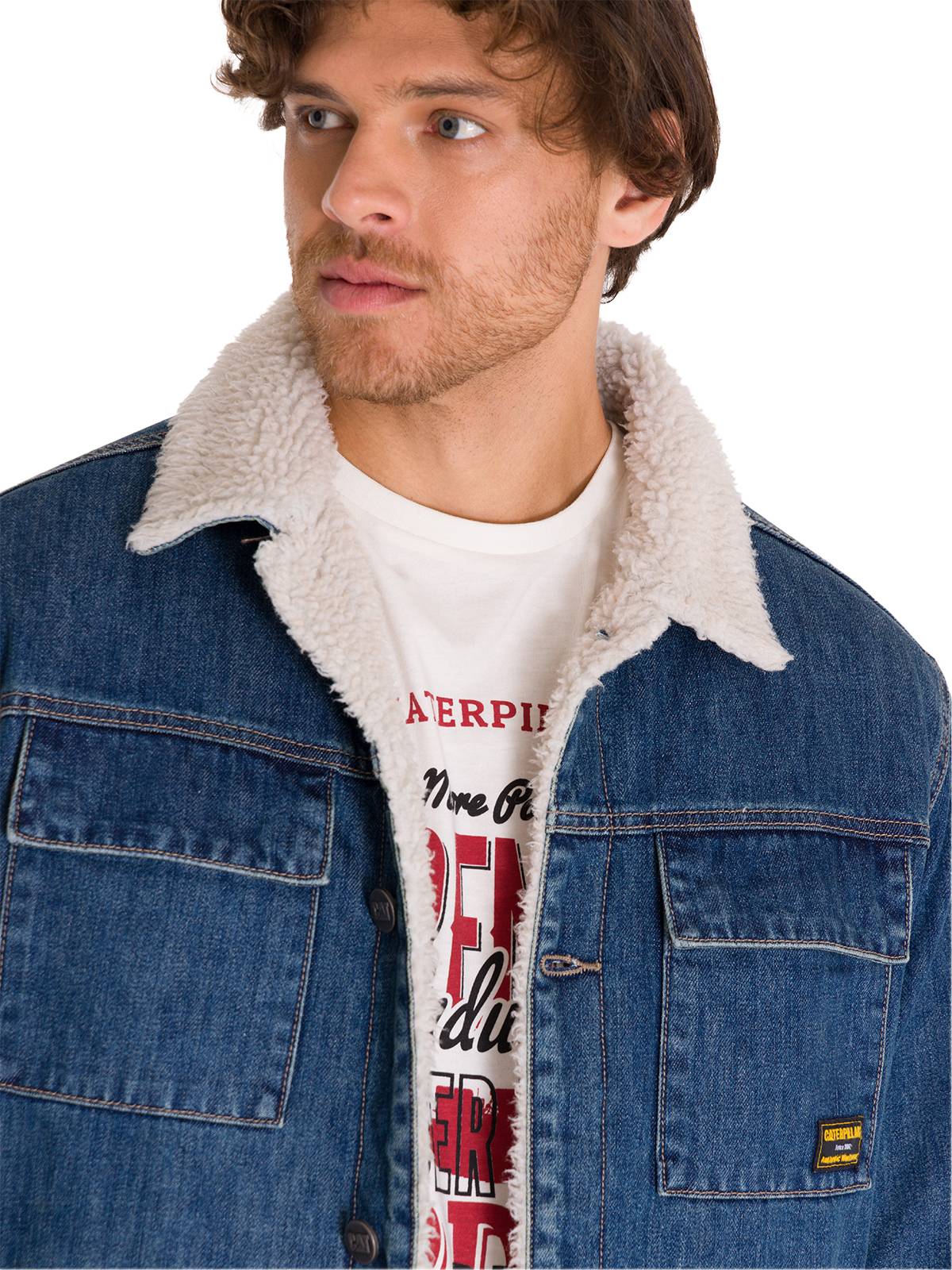 CHAQUETA UNISEX CAT DENIM SHERPA LINED WORK - 5