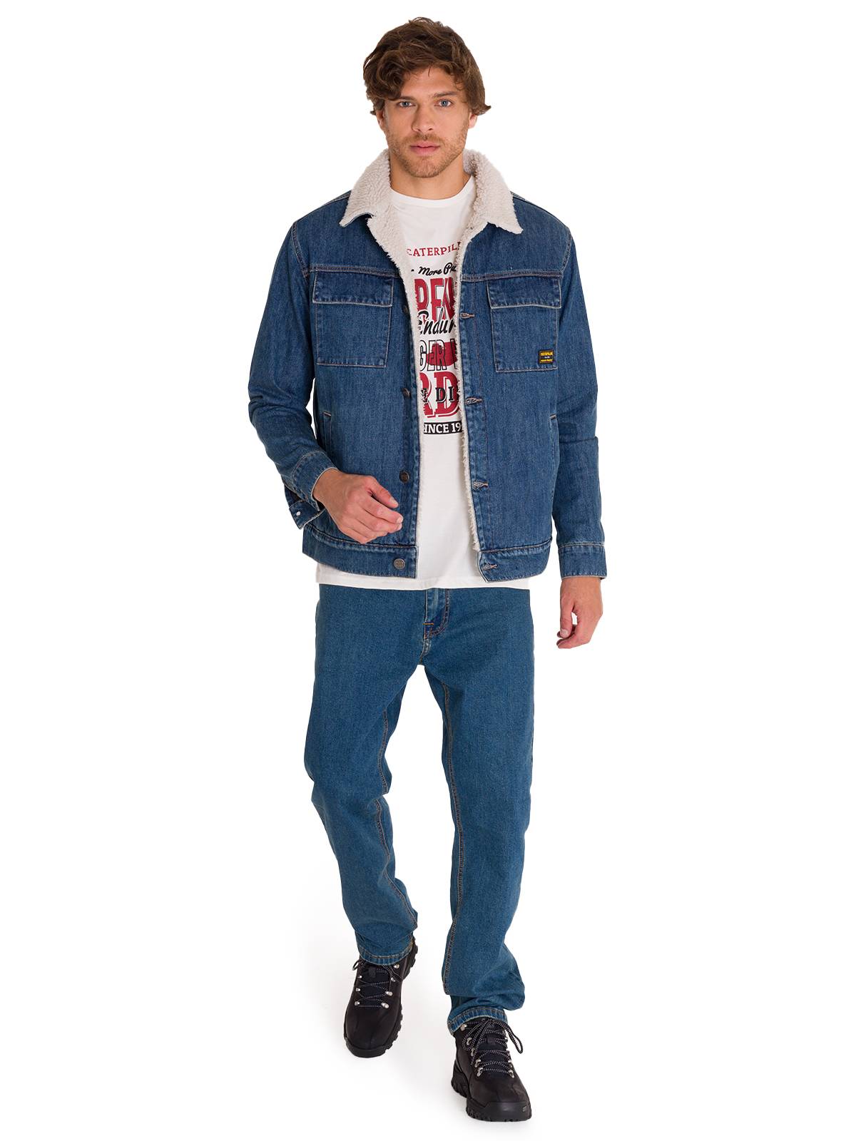 CHAQUETA UNISEX CAT DENIM SHERPA LINED WORK - 6