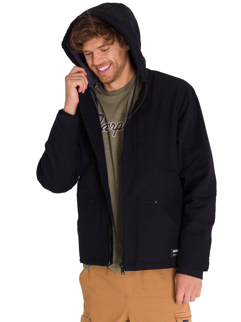 CHAQUETA ALGODÓN HOMBRE CAT NEGRO HOODED SHERPA LINED - 2