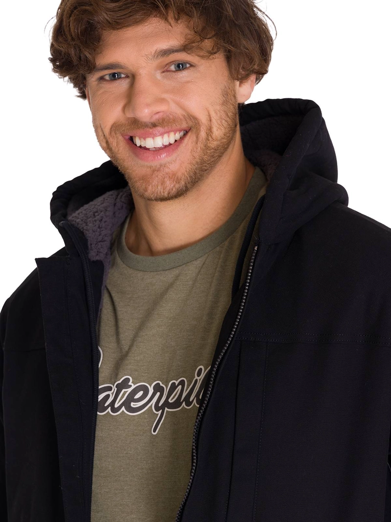 CHAQUETA ALGODÓN HOMBRE CAT NEGRO HOODED SHERPA LINED - 5