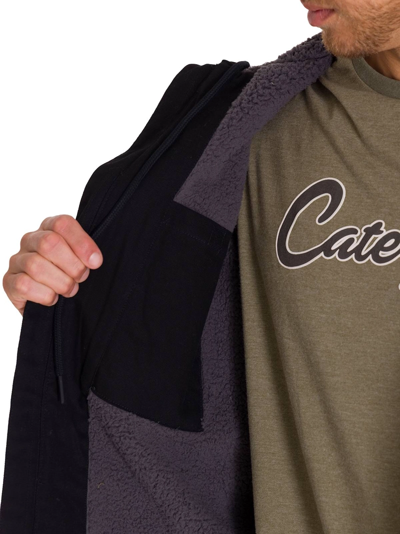 CHAQUETA ALGODÓN HOMBRE CAT NEGRO HOODED SHERPA LINED - 7