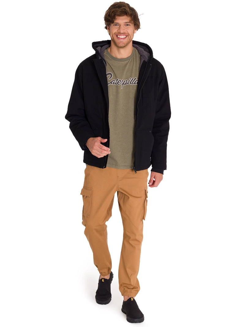 CHAQUETA ALGODÓN HOMBRE CAT NEGRO HOODED SHERPA LINED - 9