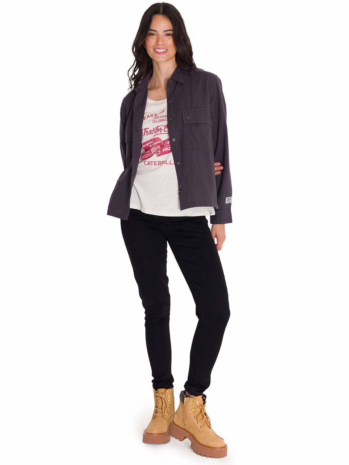 CAMISA MUJER CAT GRIS OSCURO HERITAGE UNIFORM - 7