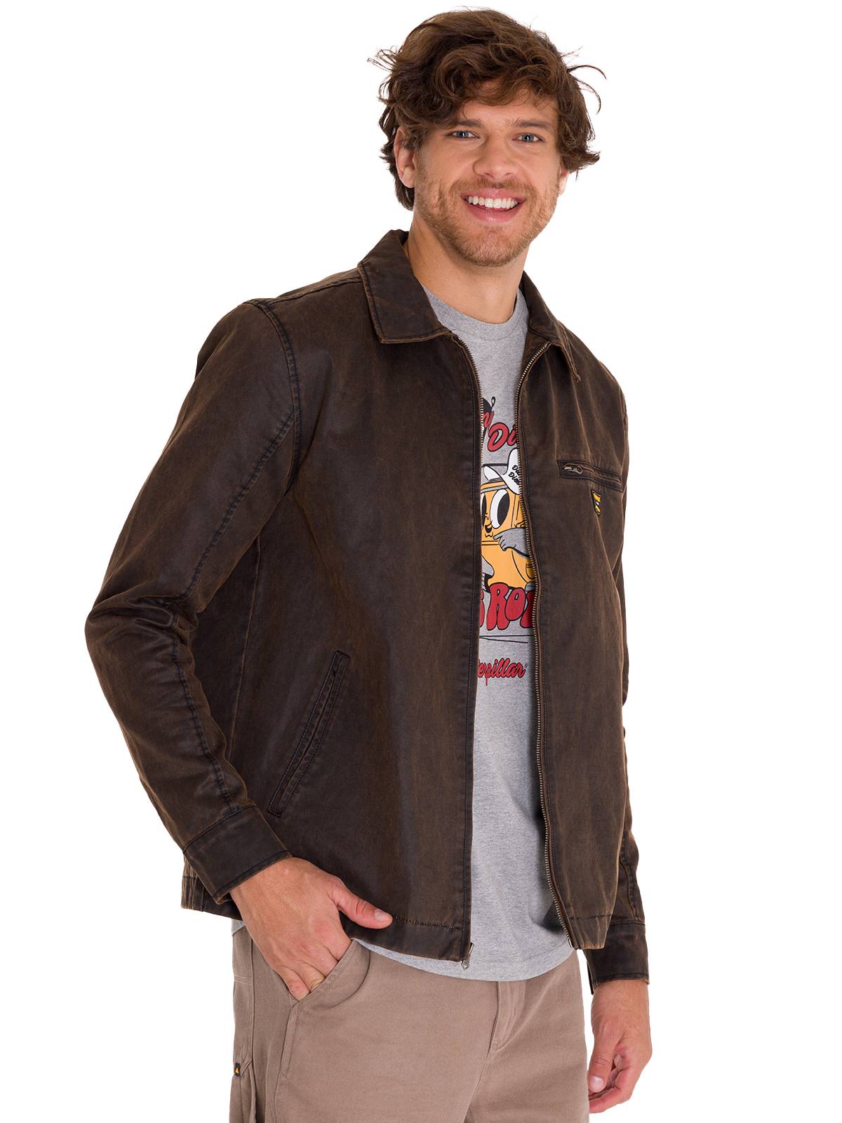 CHAQUETA CASUAL WAXED CHORE HOMBRE CAFÉ OSCURA CAT - 1