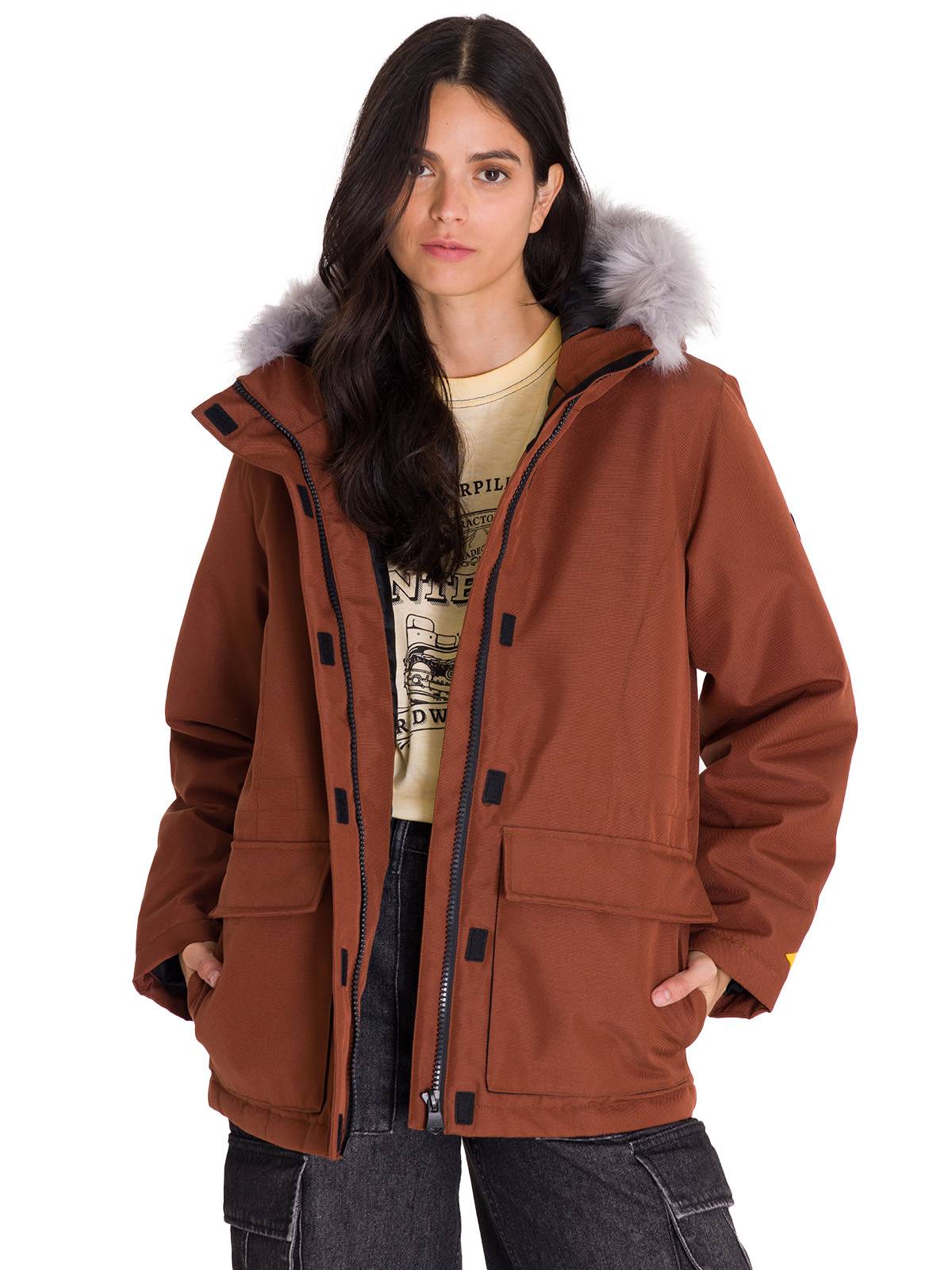 CHAQUETA MUJER CAT TERRACOTA MEDIUMWEIGHT FAUX FUR - 1