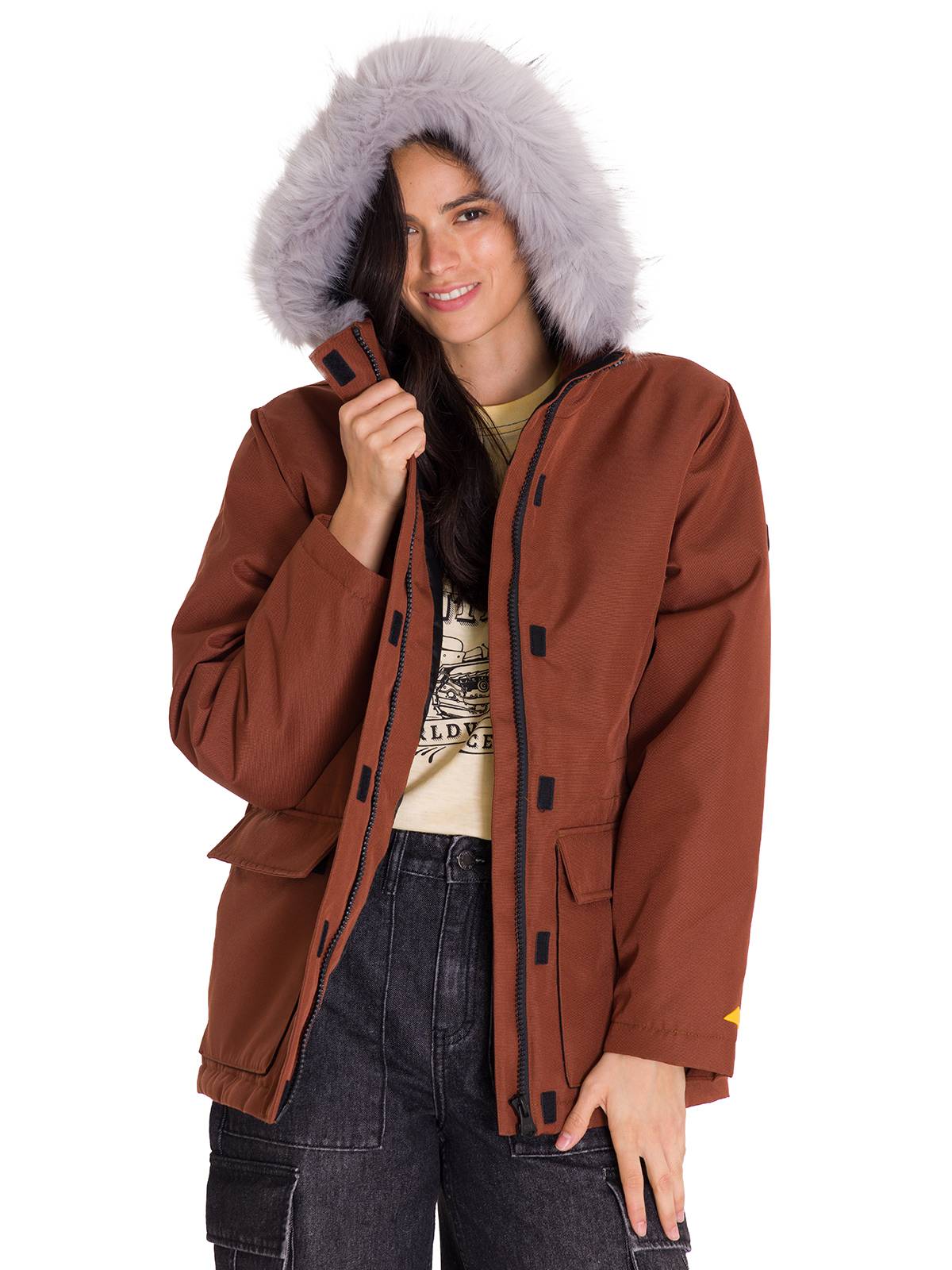 CHAQUETA MUJER CAT TERRACOTA MEDIUMWEIGHT FAUX FUR - 2