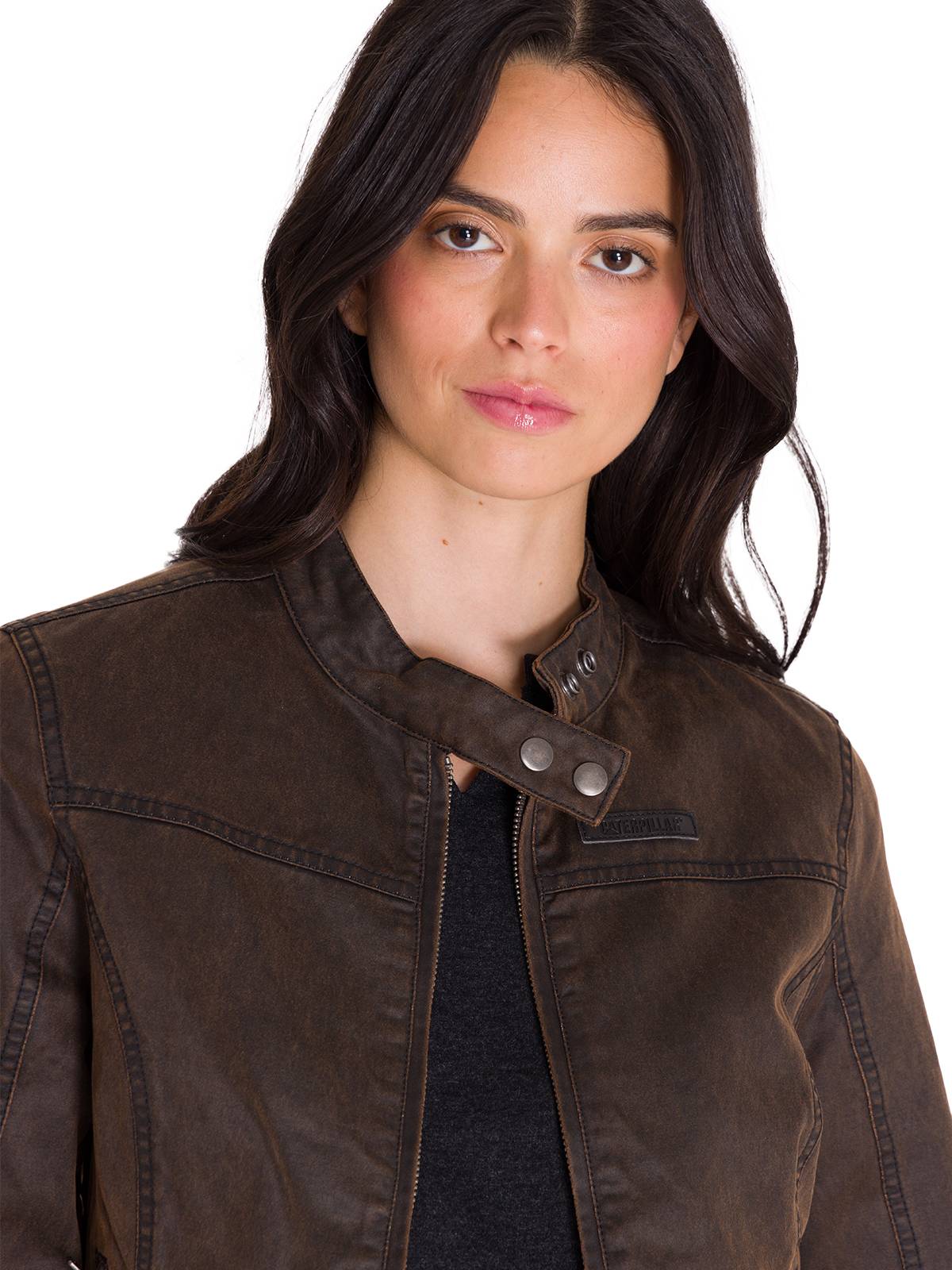 CHAQUETA CASUAL WAXED MOTO MUJER CAFÉ OSCURA CAT - 5