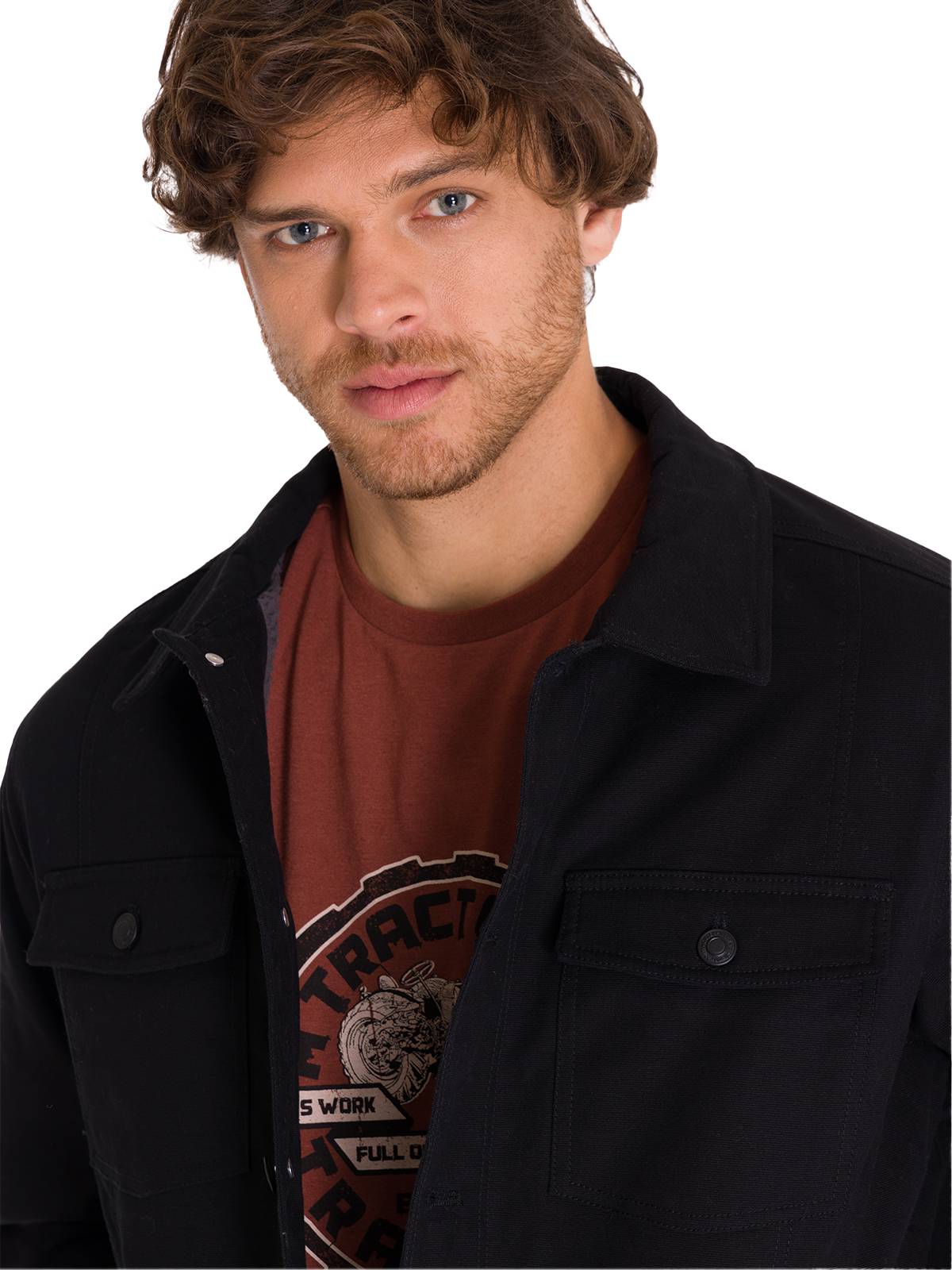CHAQUETA CASUAL TRUCKER HOMBRE NEGRA CAT - 5