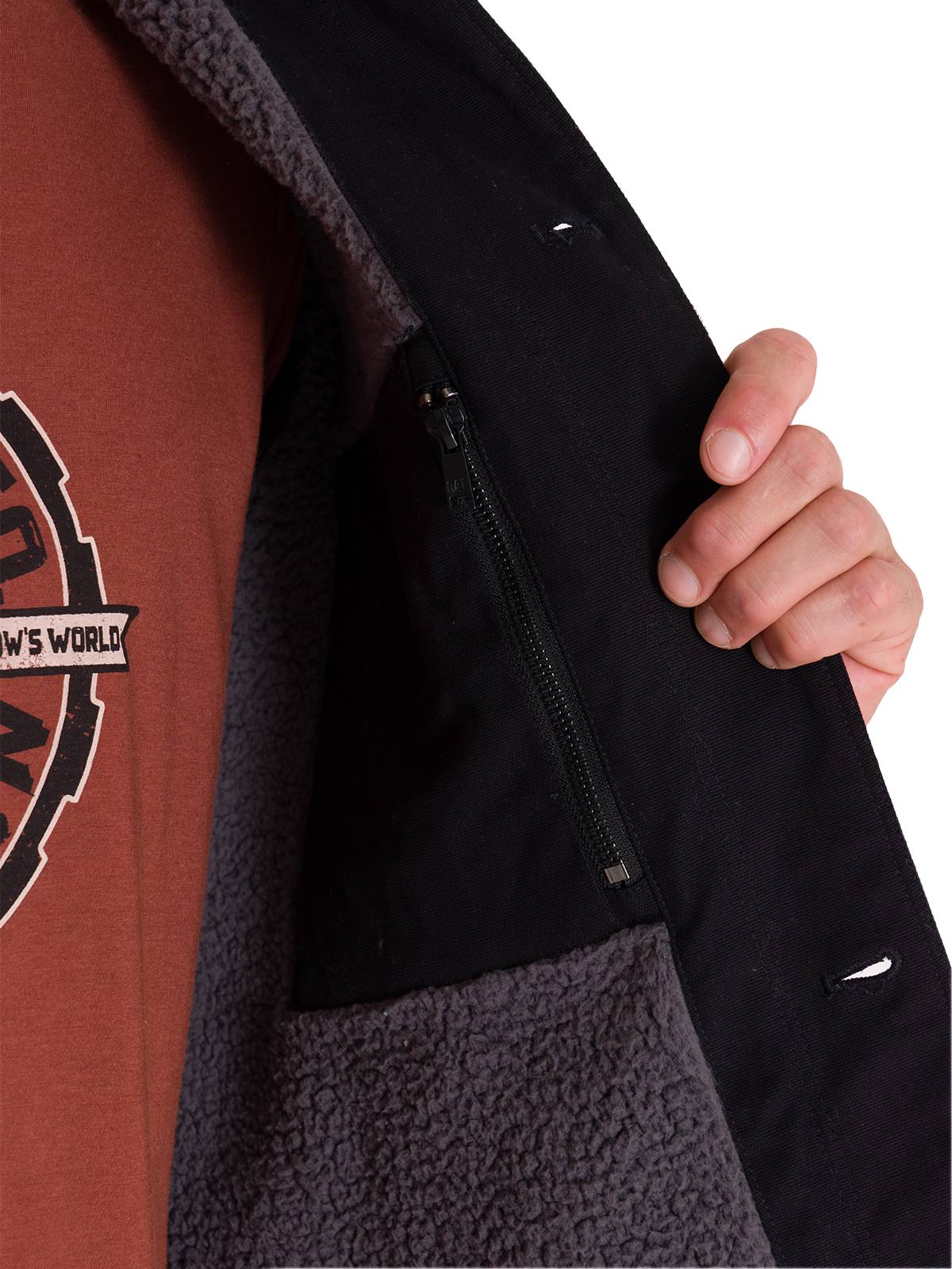 CHAQUETA CASUAL TRUCKER HOMBRE NEGRA CAT - 6