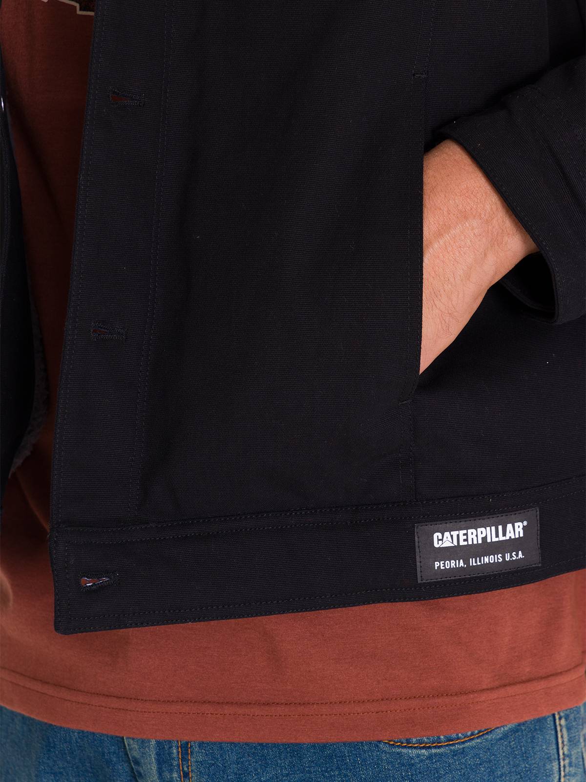 CHAQUETA CASUAL TRUCKER HOMBRE NEGRA CAT - 7