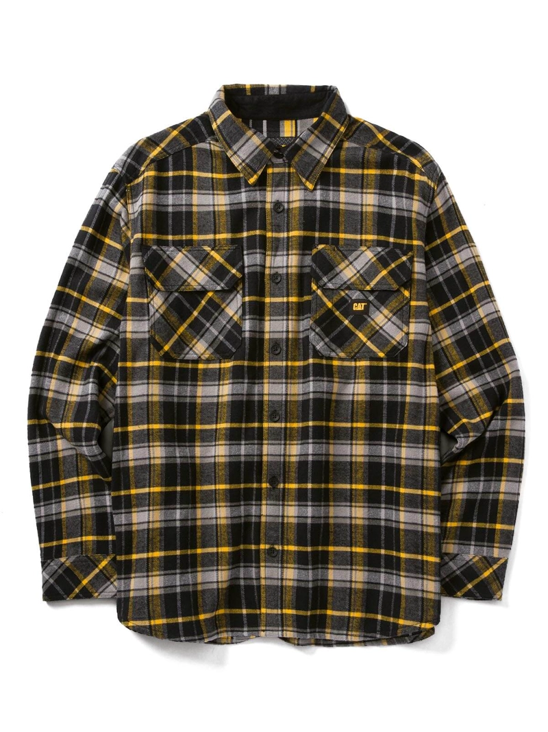 CHAQUETA ALGODÓN ORGÁNICO HOMBRE CAT NEGRA BUFFALO CHECK HEAVYWEIGHT OVERSHIRT - 1