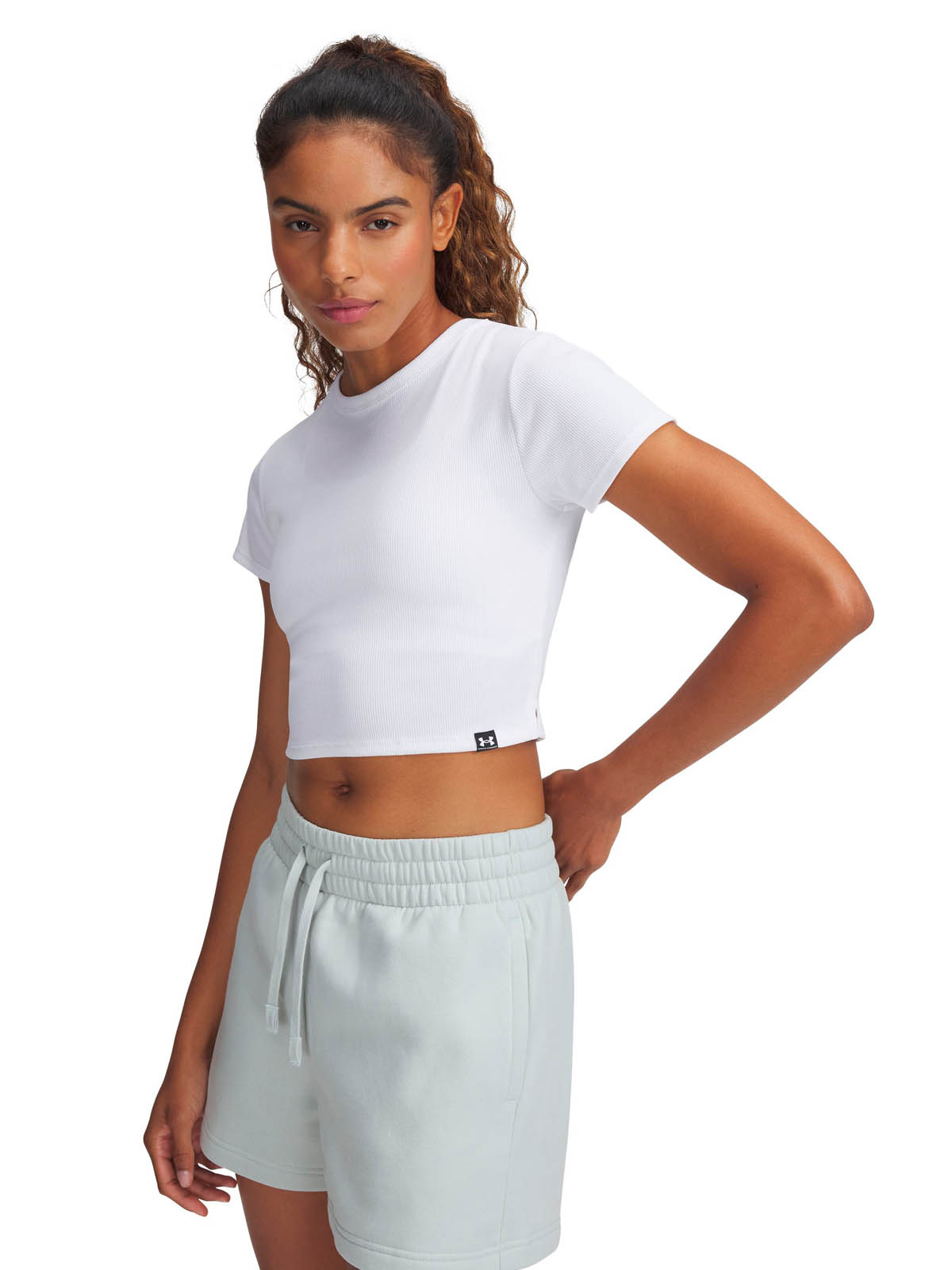 POLERA MANGA CORTA ALGODÓN MUJER UNDER ARMOUR BLANCO RIVAL RIB - 4