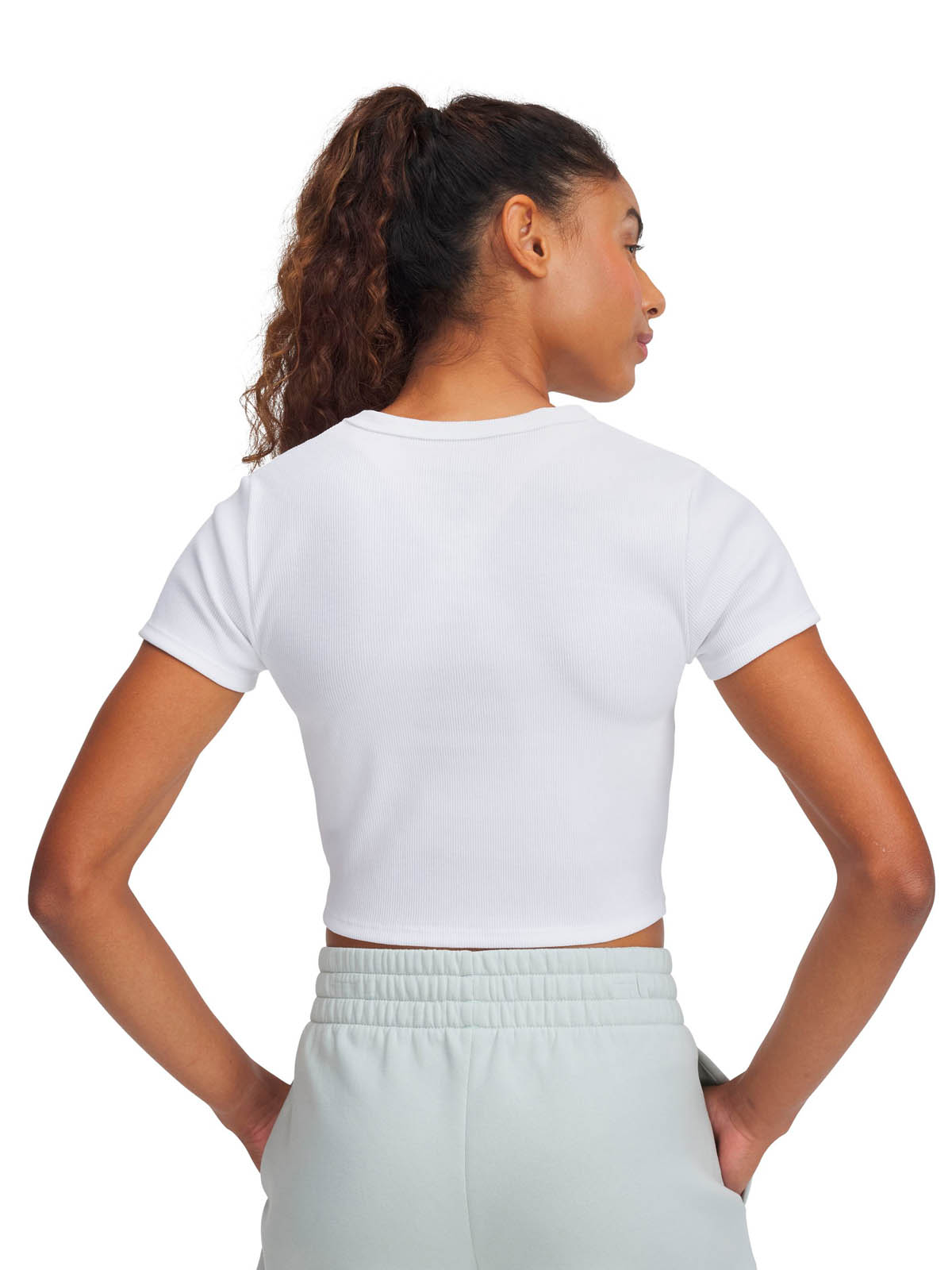 POLERA MANGA CORTA ALGODÓN MUJER UNDER ARMOUR BLANCO RIVAL RIB - 5