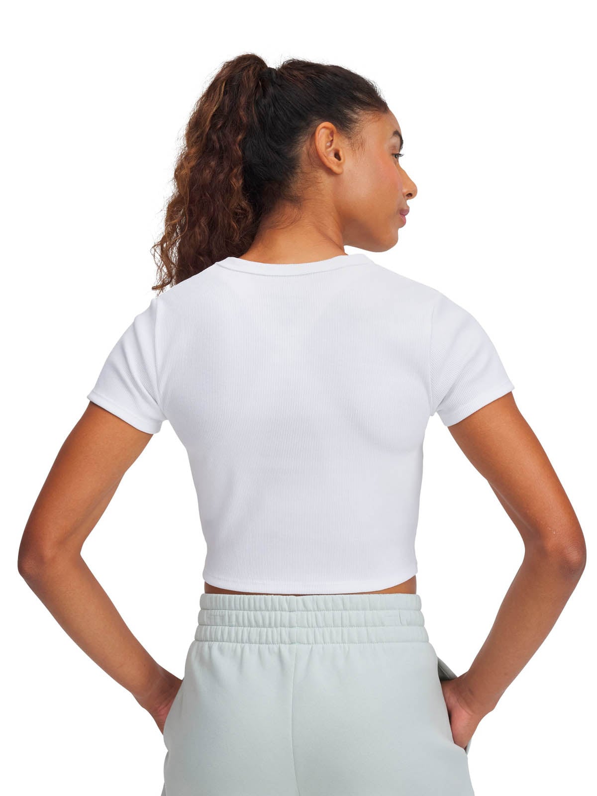 POLERA MANGA CORTA ALGODÓN MUJER UNDER ARMOUR BLANCO RIVAL RIB - 5