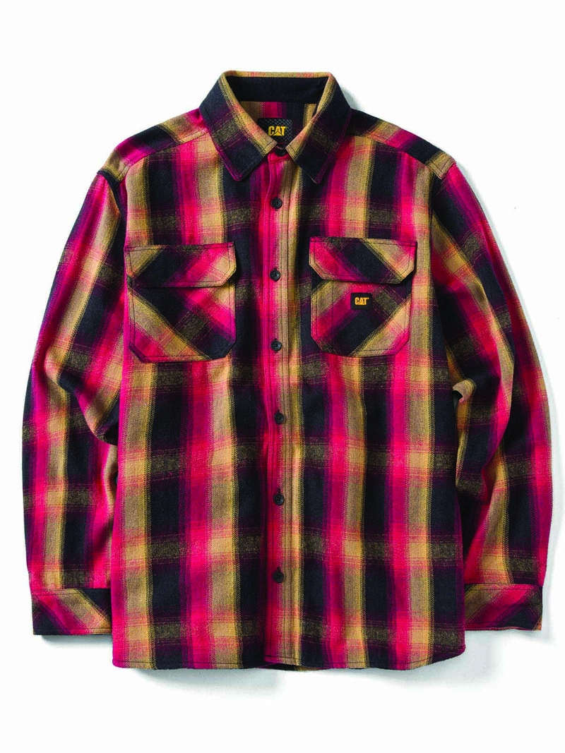 CHAQUETA ALGODÓN ORGÁNICO HOMBRE CAT ROJA BUFFALO CHECK HEAVYWEIGHT OVERSHIRT - 1