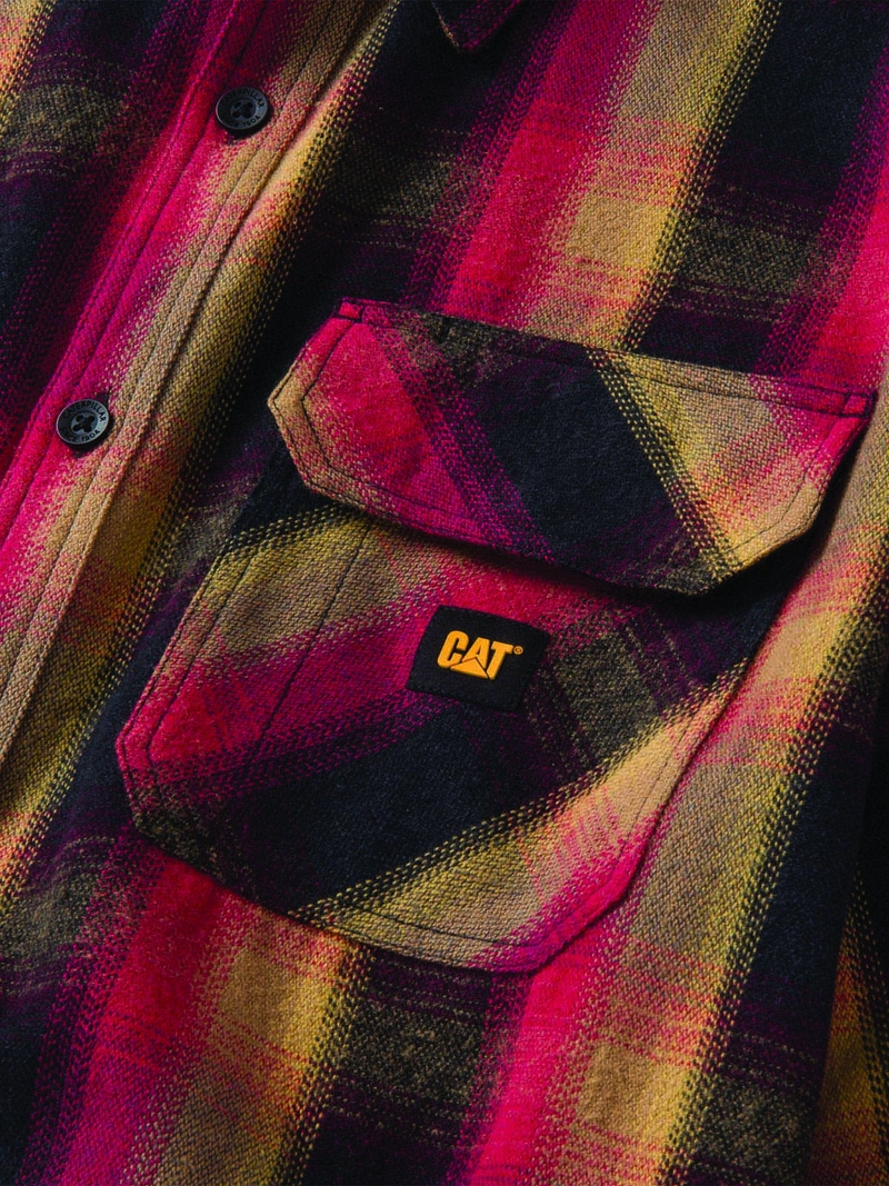 CHAQUETA ALGODÓN ORGÁNICO HOMBRE CAT ROJA BUFFALO CHECK HEAVYWEIGHT OVERSHIRT - 4
