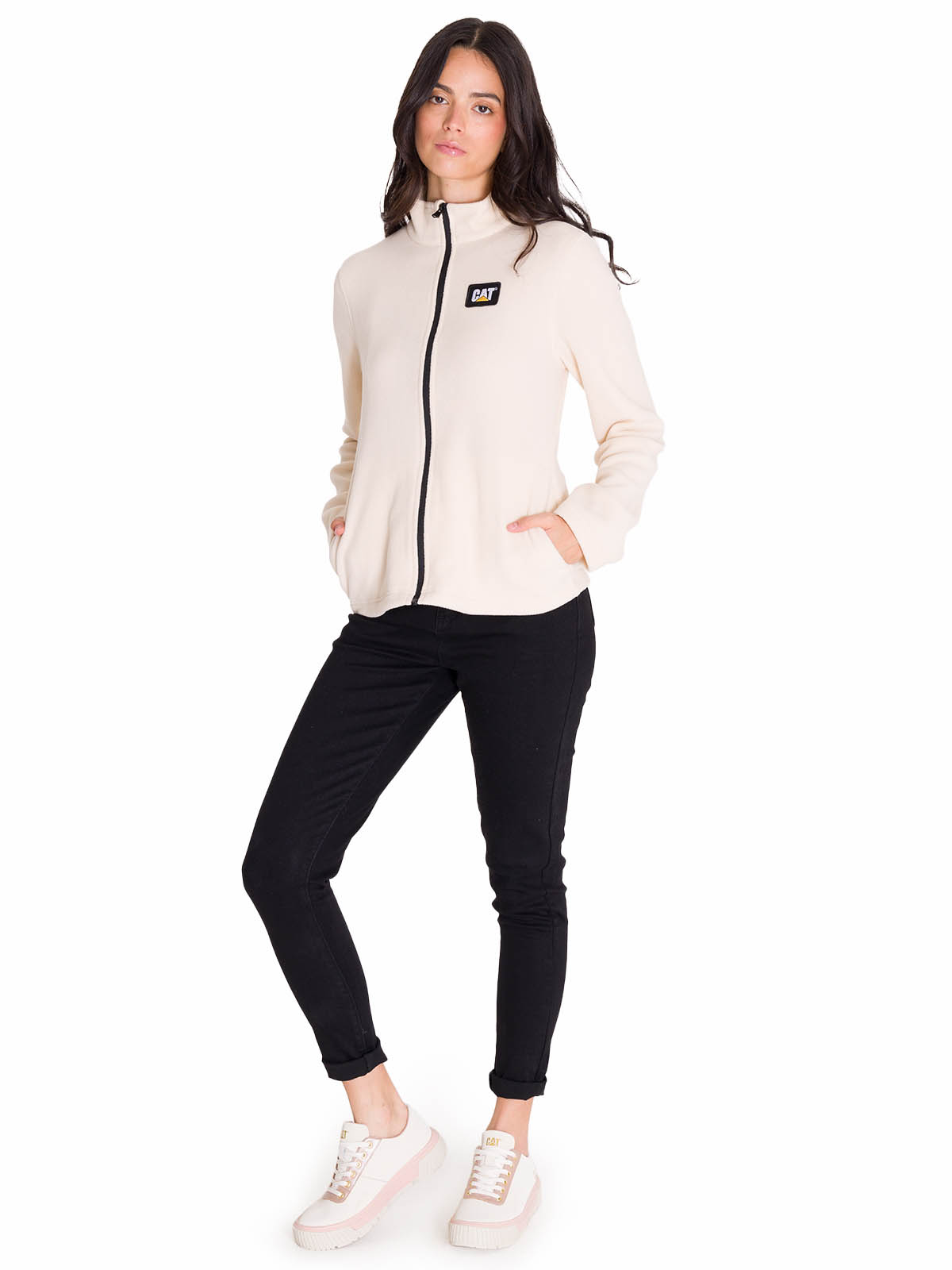 POLAR MICROFLEECE FULL ZIP MUJER BEIGE CAT - 6