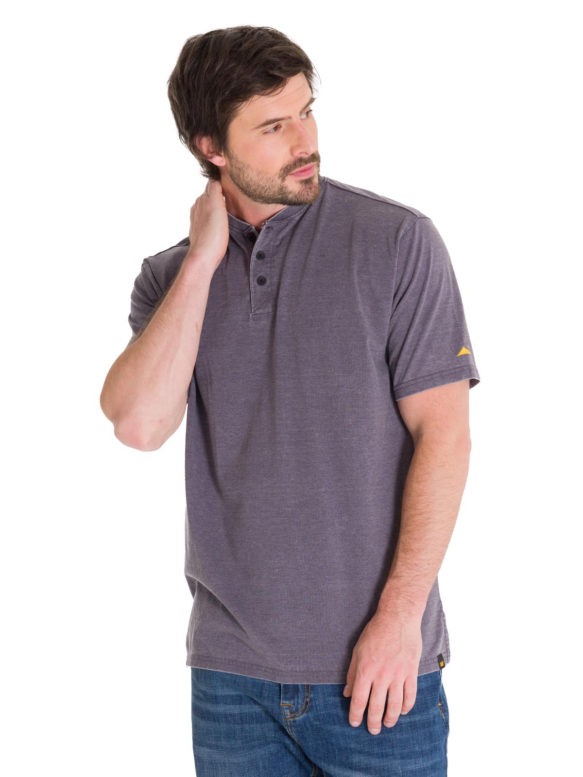 POLERA BURNOUT HENLEY HOMBRE GRIS CAT - 2