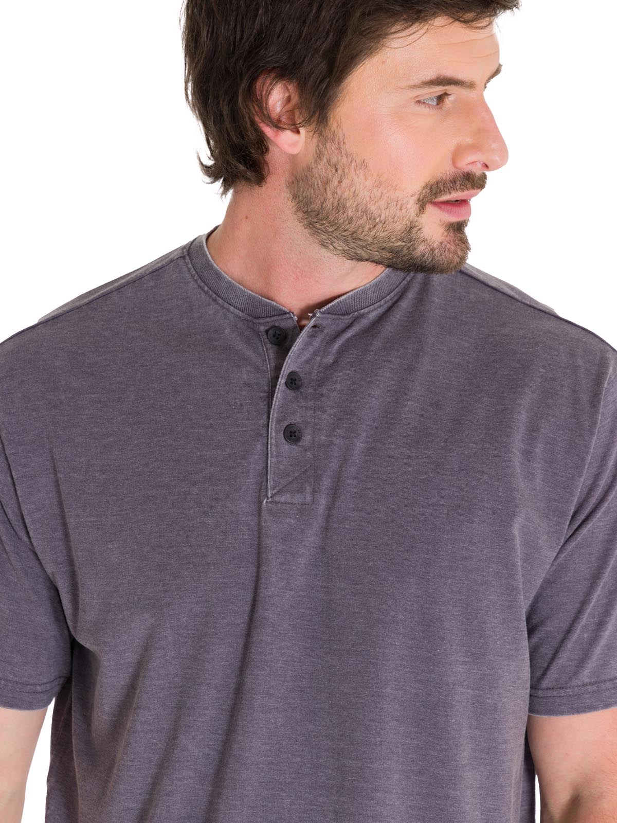 POLERA BURNOUT HENLEY HOMBRE GRIS CAT - 5