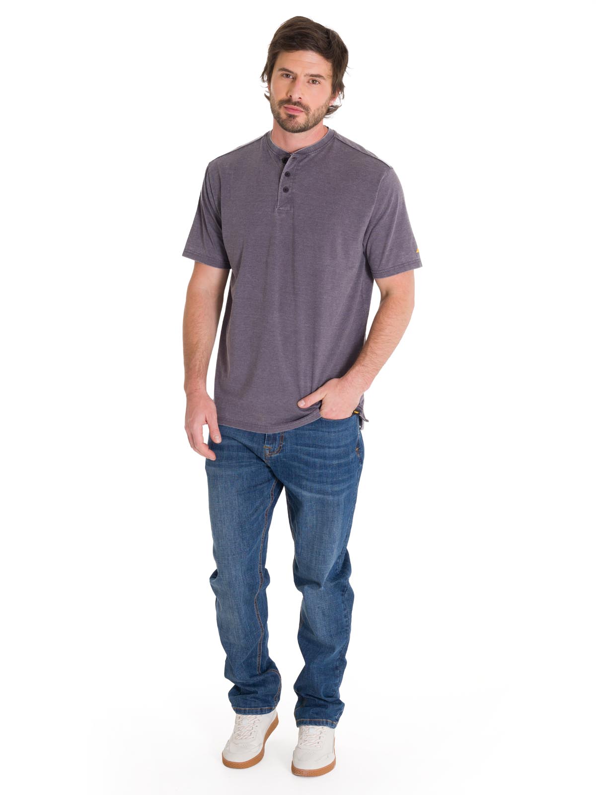 POLERA BURNOUT HENLEY HOMBRE GRIS CAT - 6