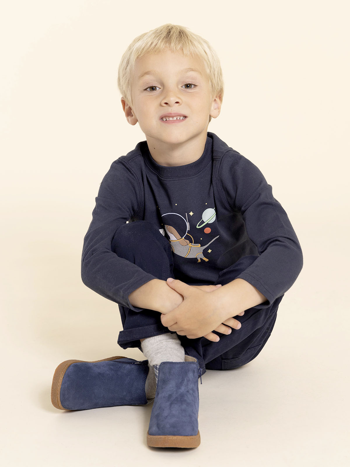 BOTIN CUERO PIOMBINO NIÑO AZUL HUSH PUPPIES - 4