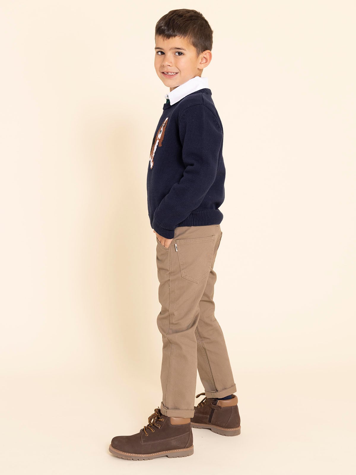 BOTIN CUERO MORGAN NIÑO CAFÉ HUSH PUPPIES - 5