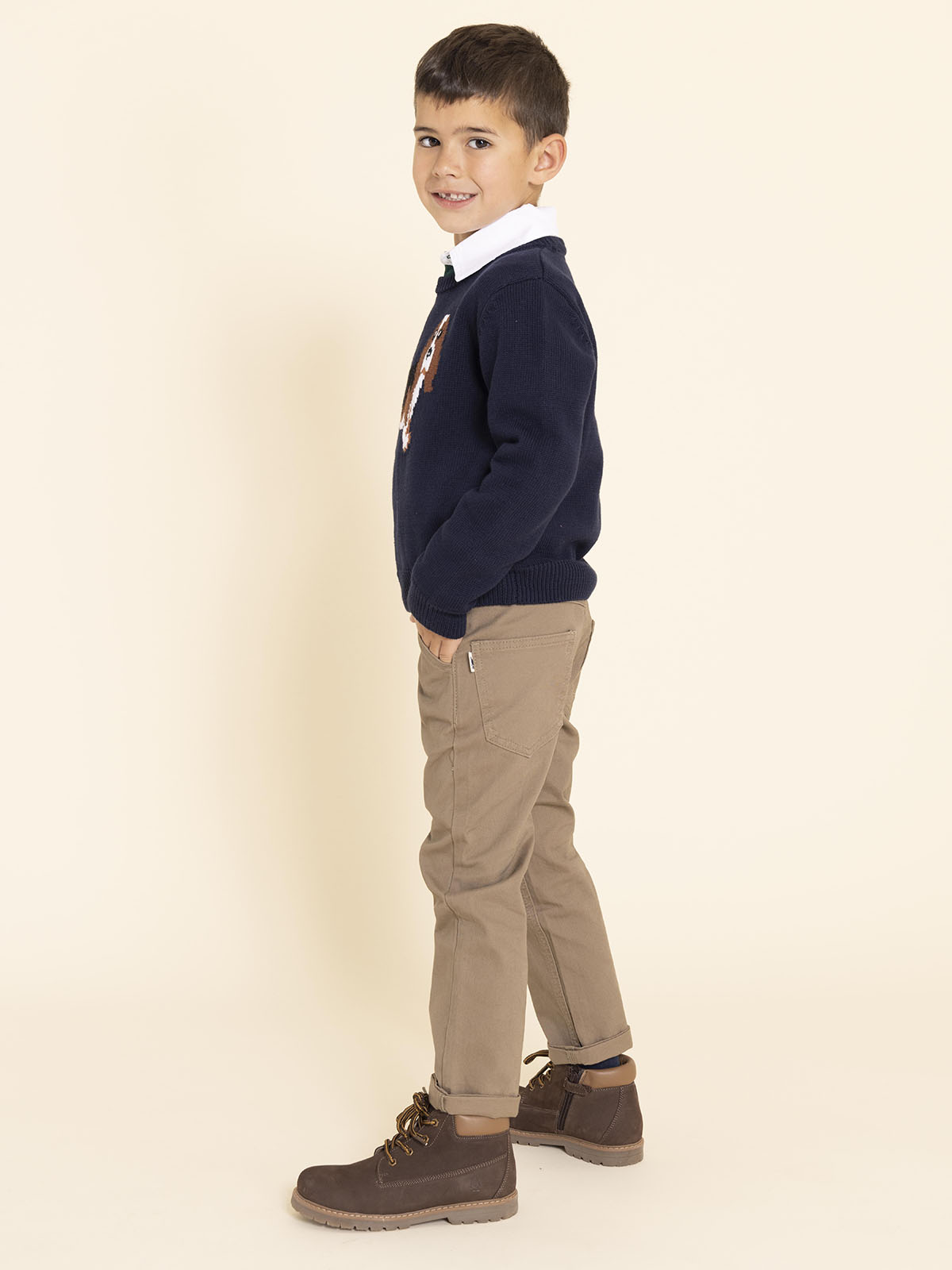 BOTIN CUERO MORGAN NIÑO CAFÉ HUSH PUPPIES - 5
