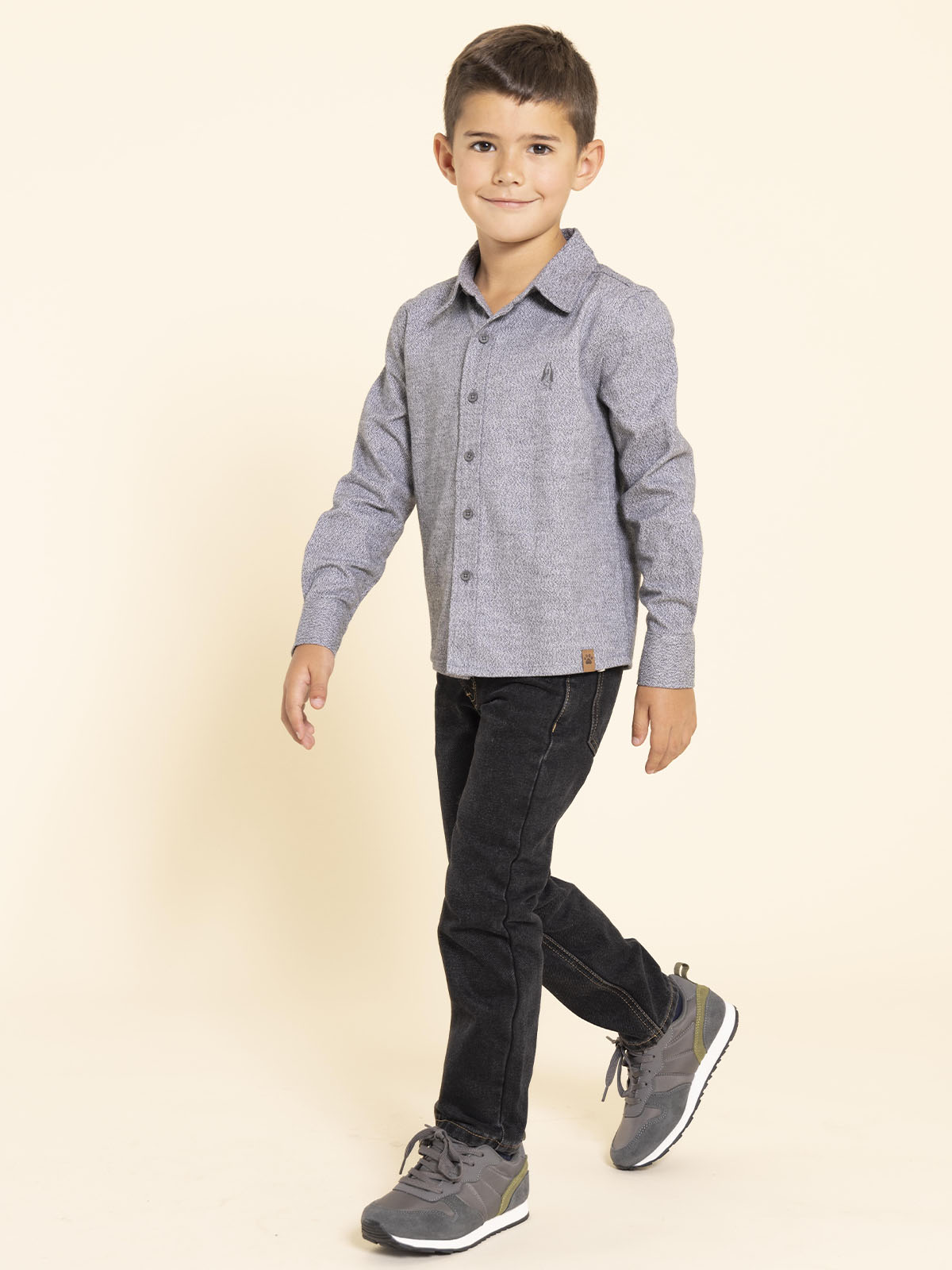ZAPATILLA CUERO JANET-K NIÑO GRIS HUSH PUPPIES - 5