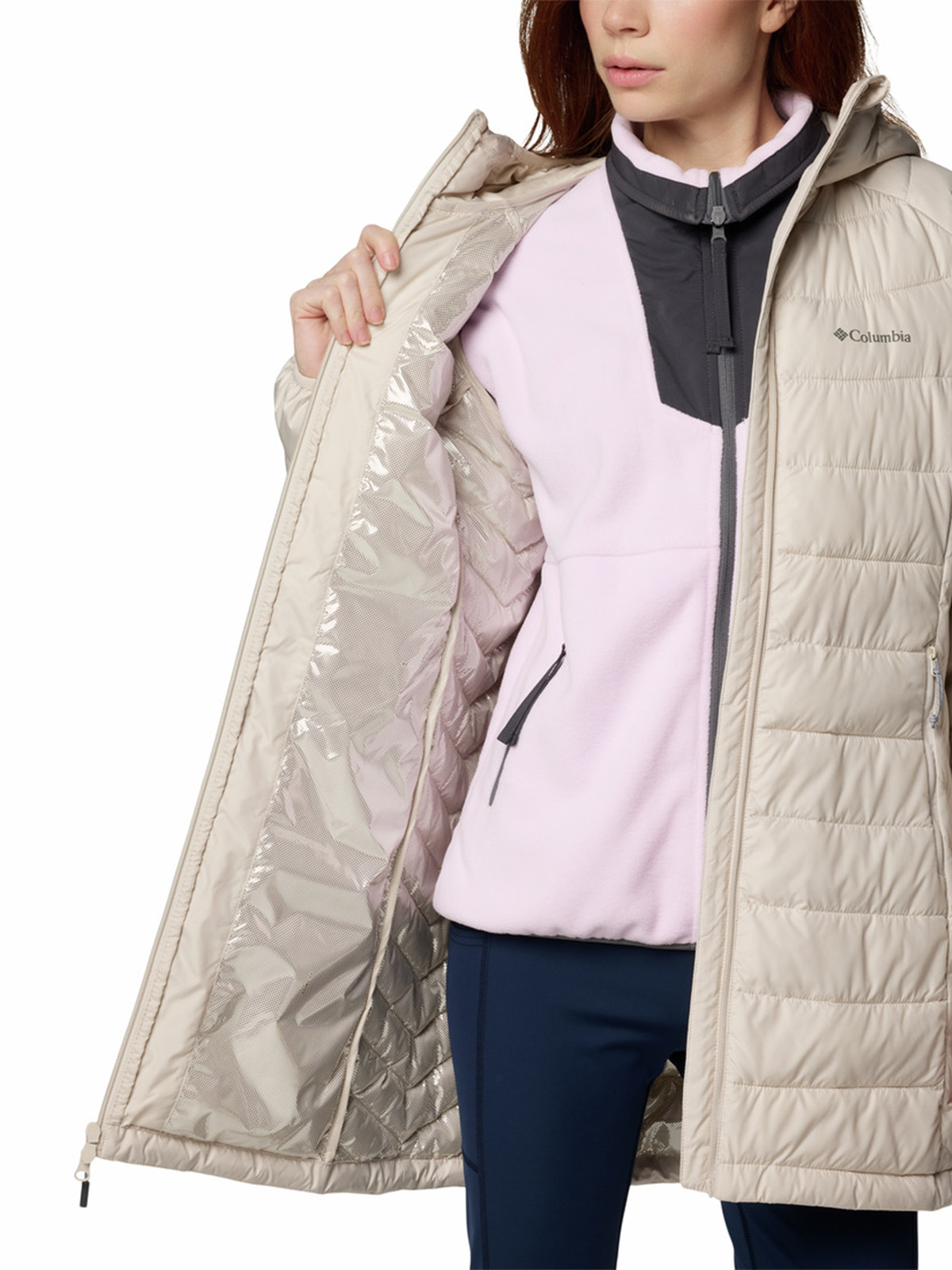 PARKA MUJER POWDER LITE II MID GRIS COLUMBIA - 5