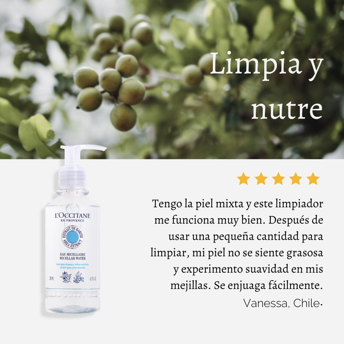 AGUA MICELAR LIMPIADORA KARITÉ 200 ML L'OCCITANE - 4