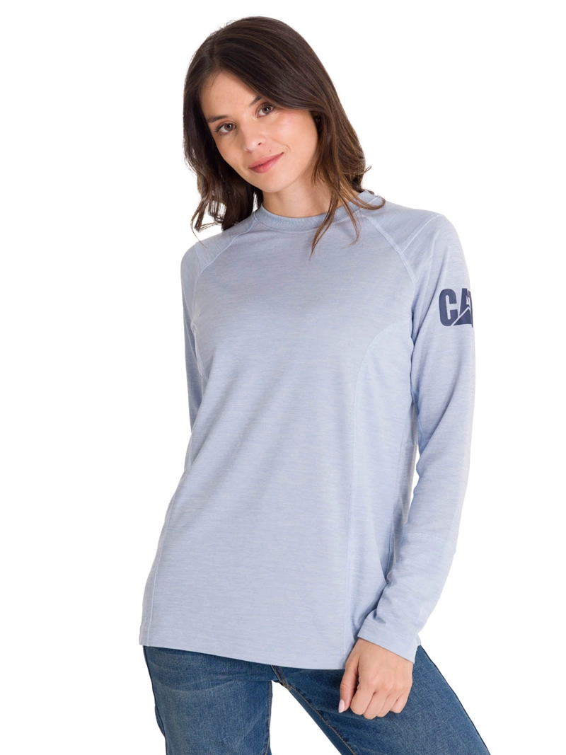 POLERA MLARGA LIGHTWEIGHT COOLING CREW MUJER GRIS CAT - 1