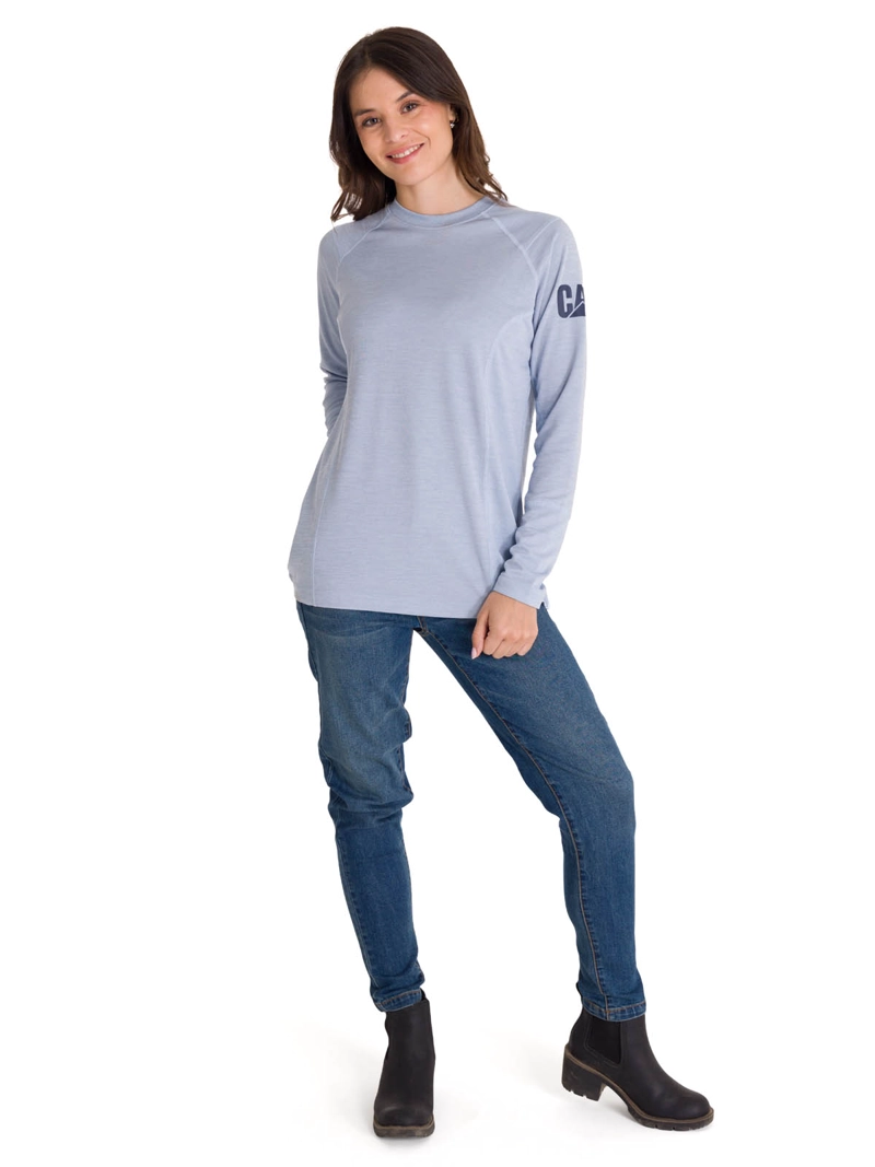 POLERA MLARGA LIGHTWEIGHT COOLING CREW MUJER GRIS CAT - 5
